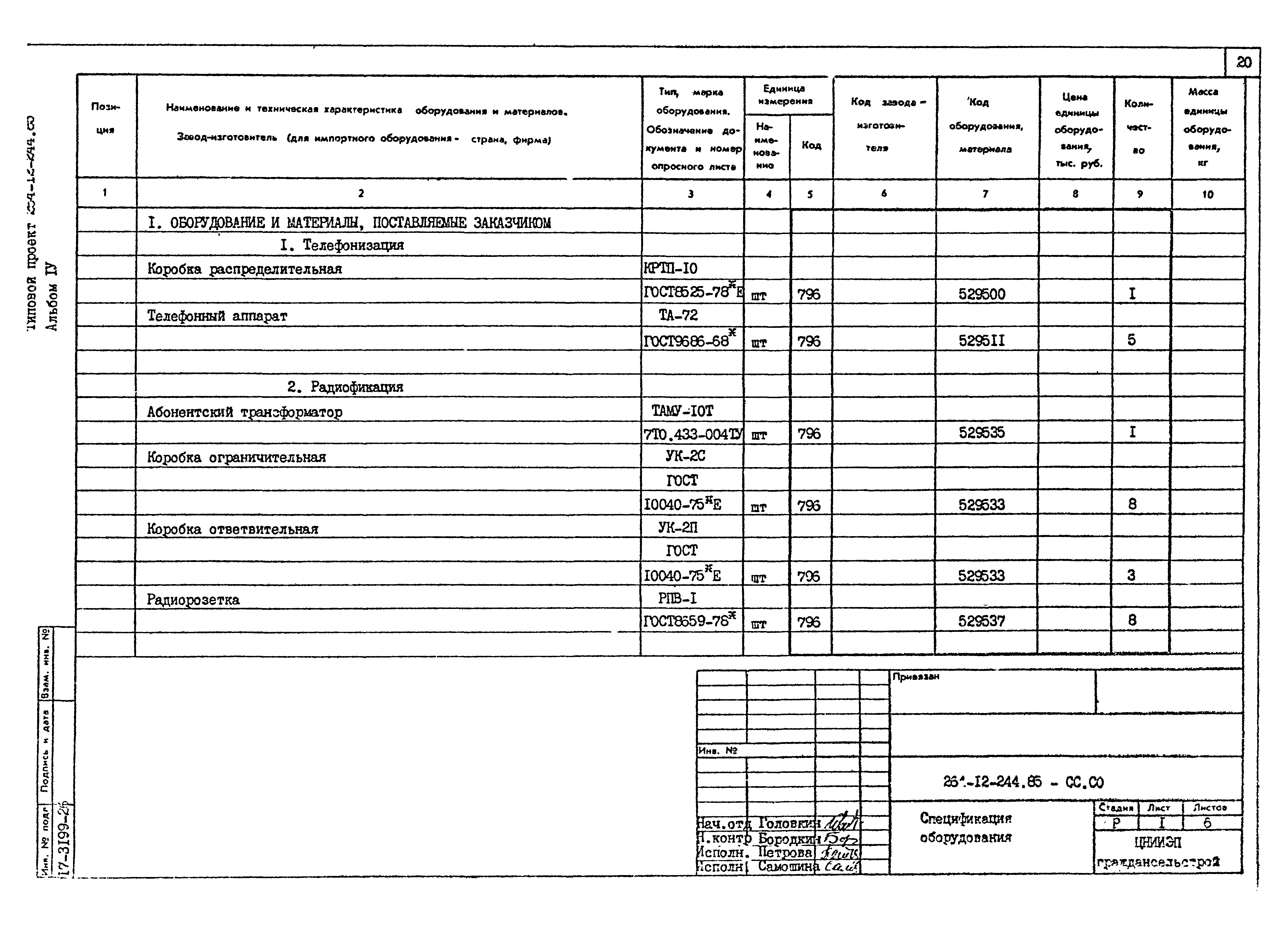 Типовой проект 264-12-244.85