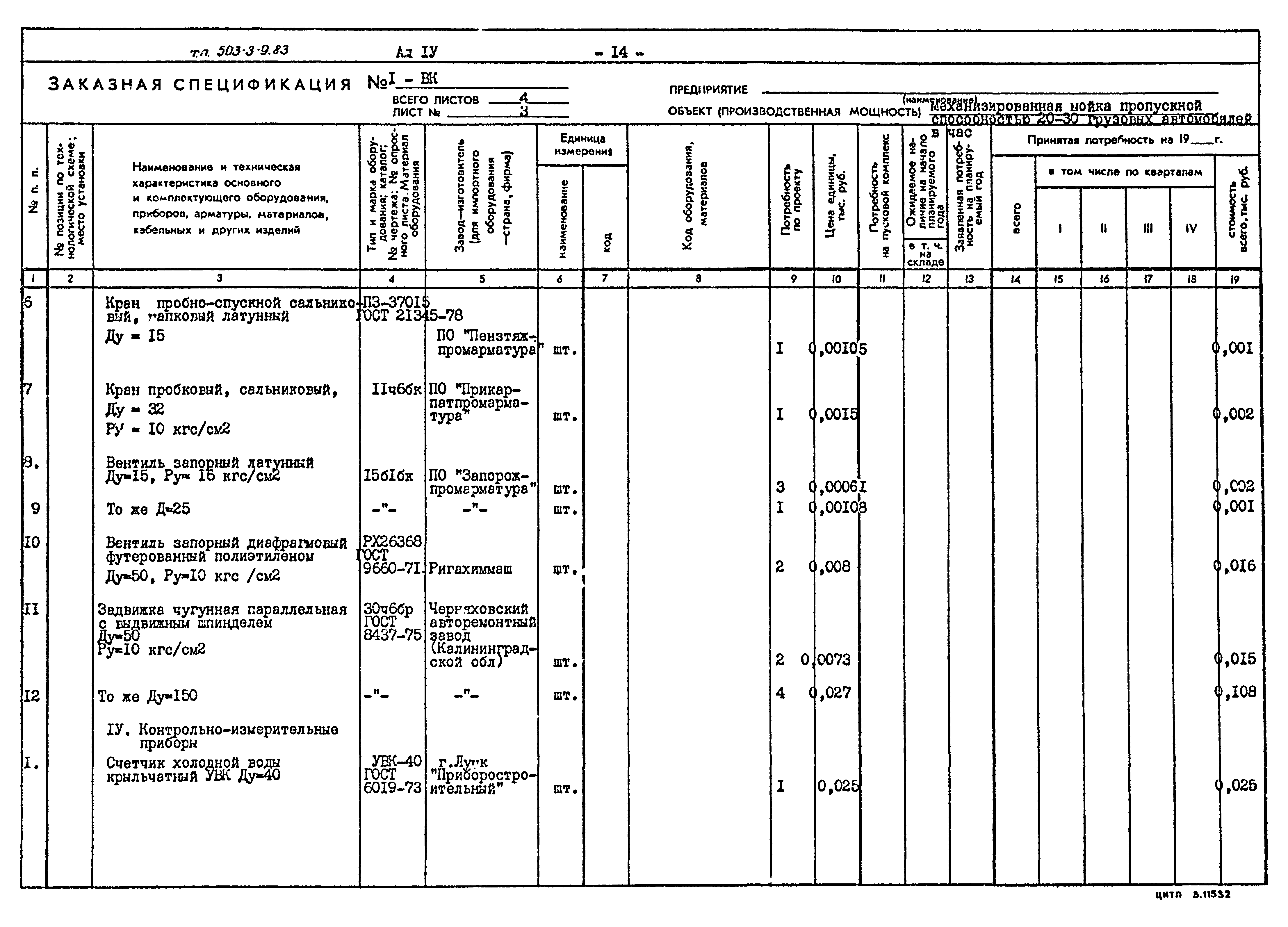 Типовой проект 503-3-9.83