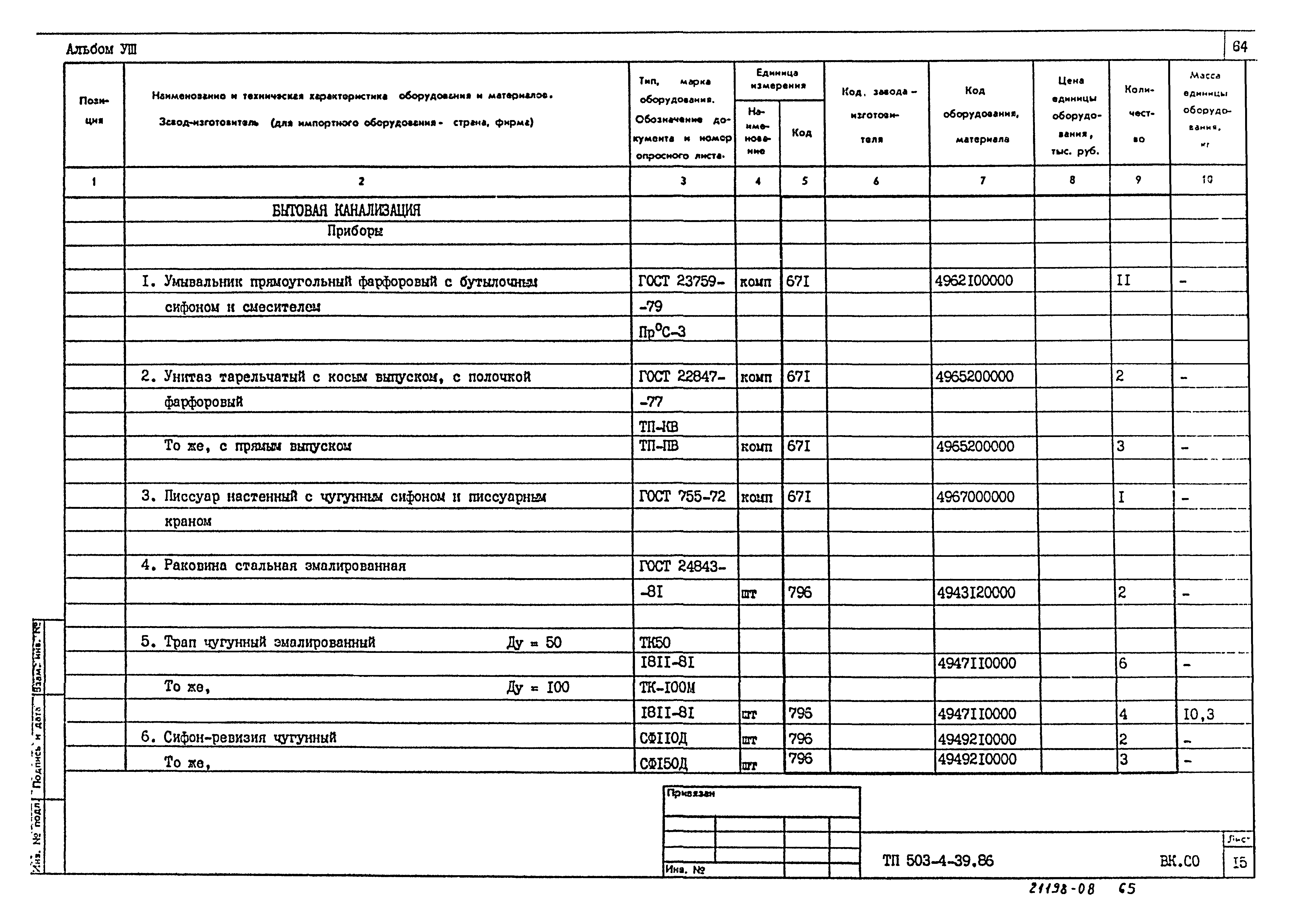 Типовой проект 503-4-39.86