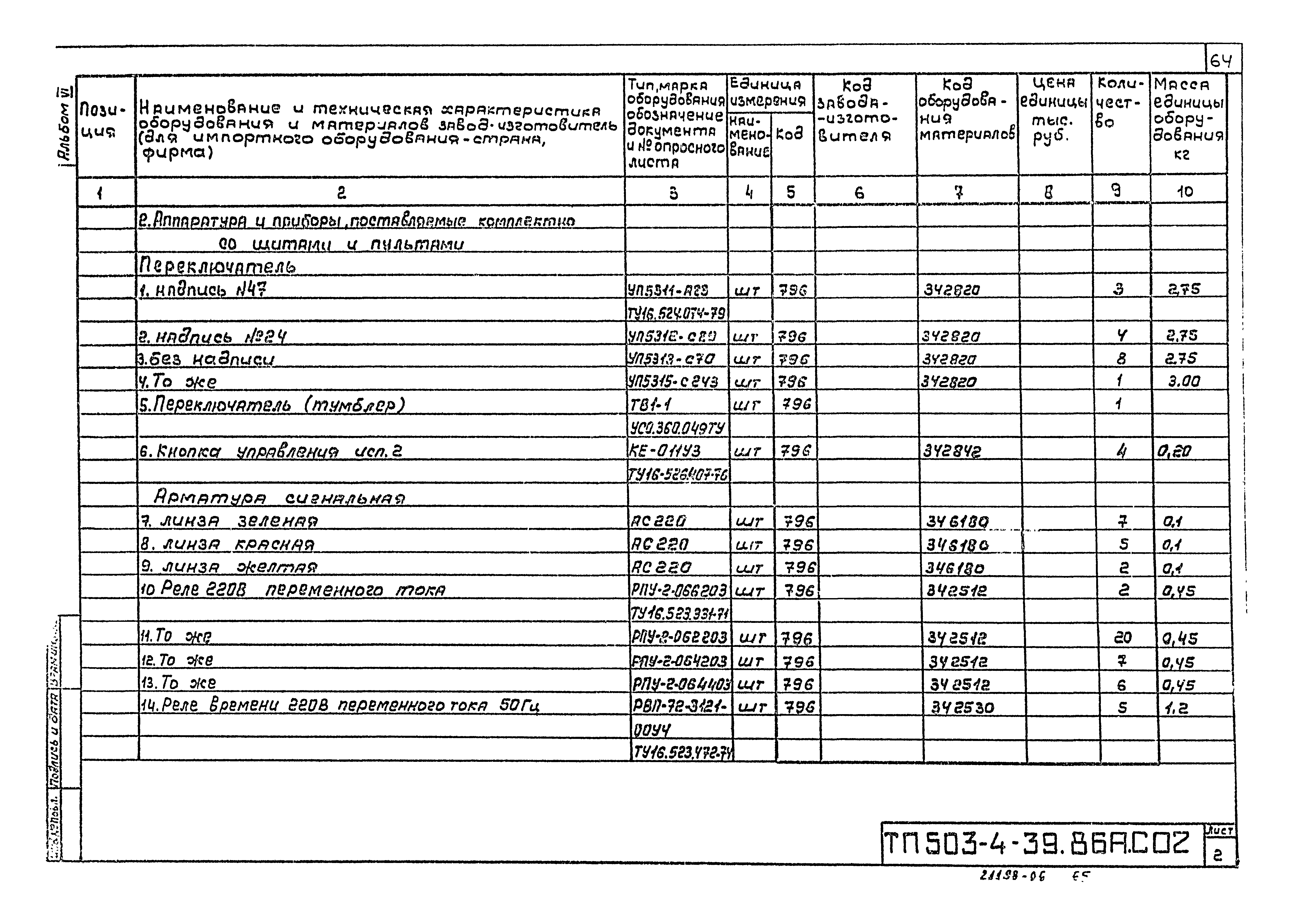 Типовой проект 503-4-39.86