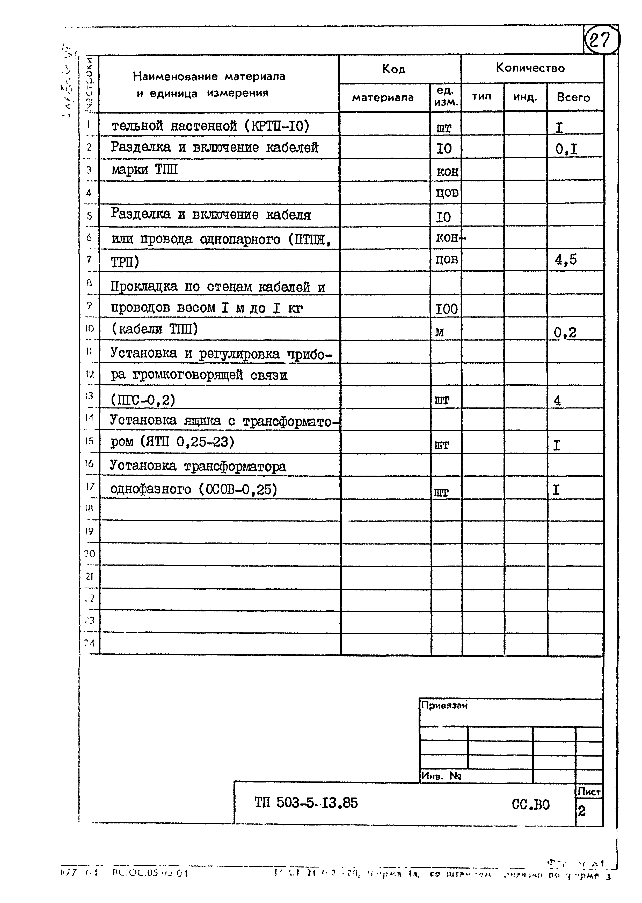 Типовой проект 503-5-13.85