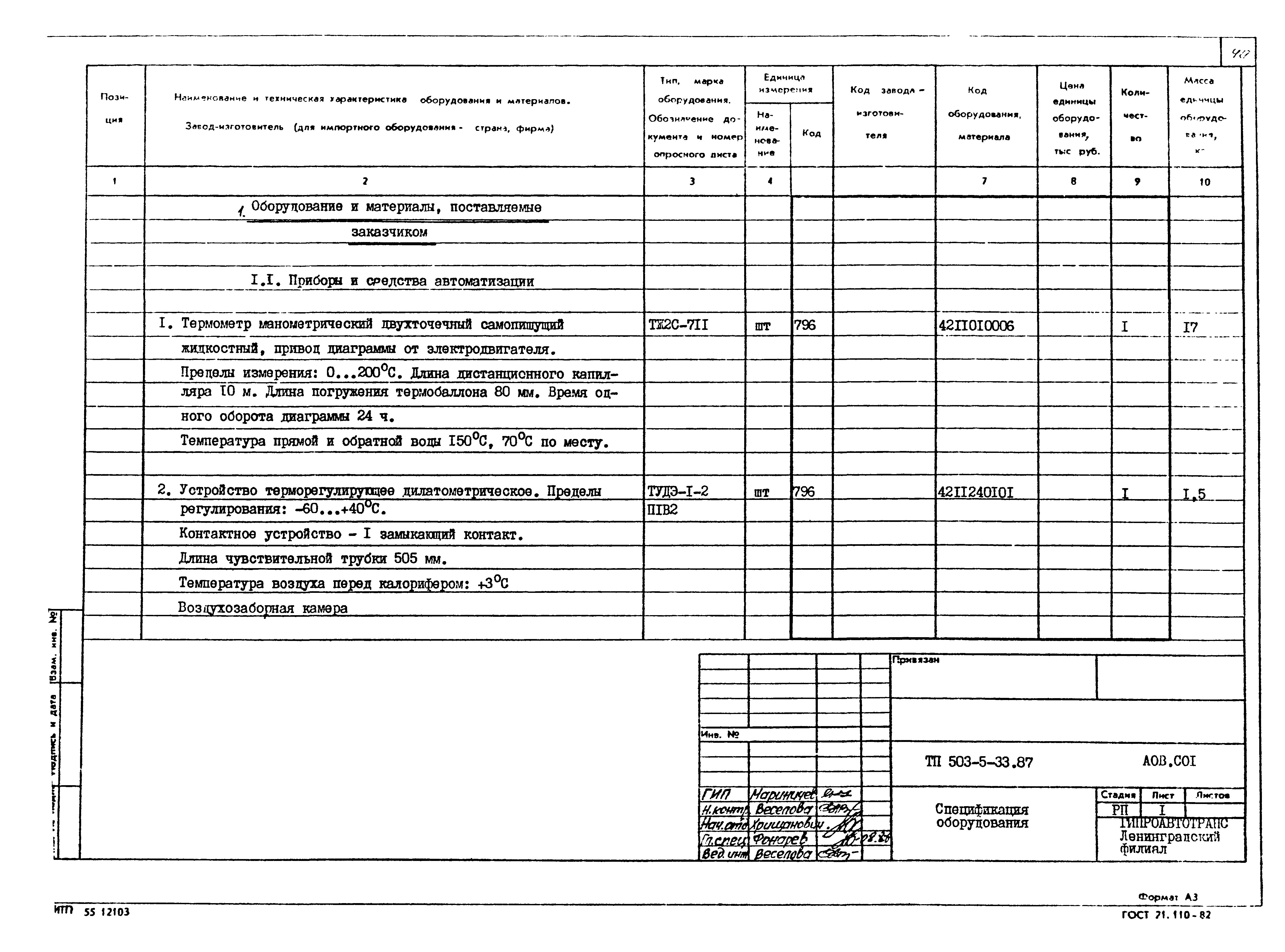 Типовой проект 503-5-33.87