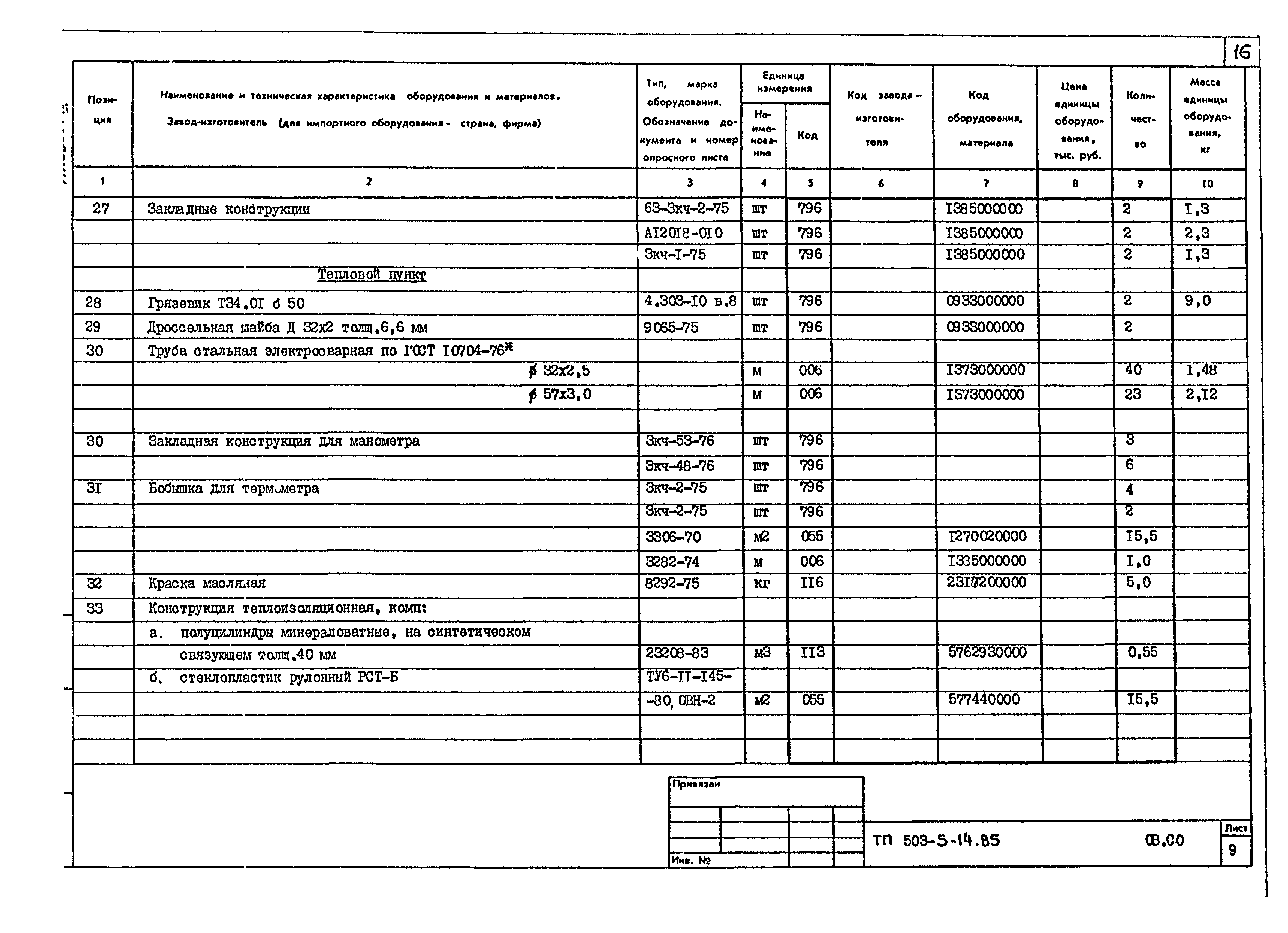 Типовой проект 503-5-14.85