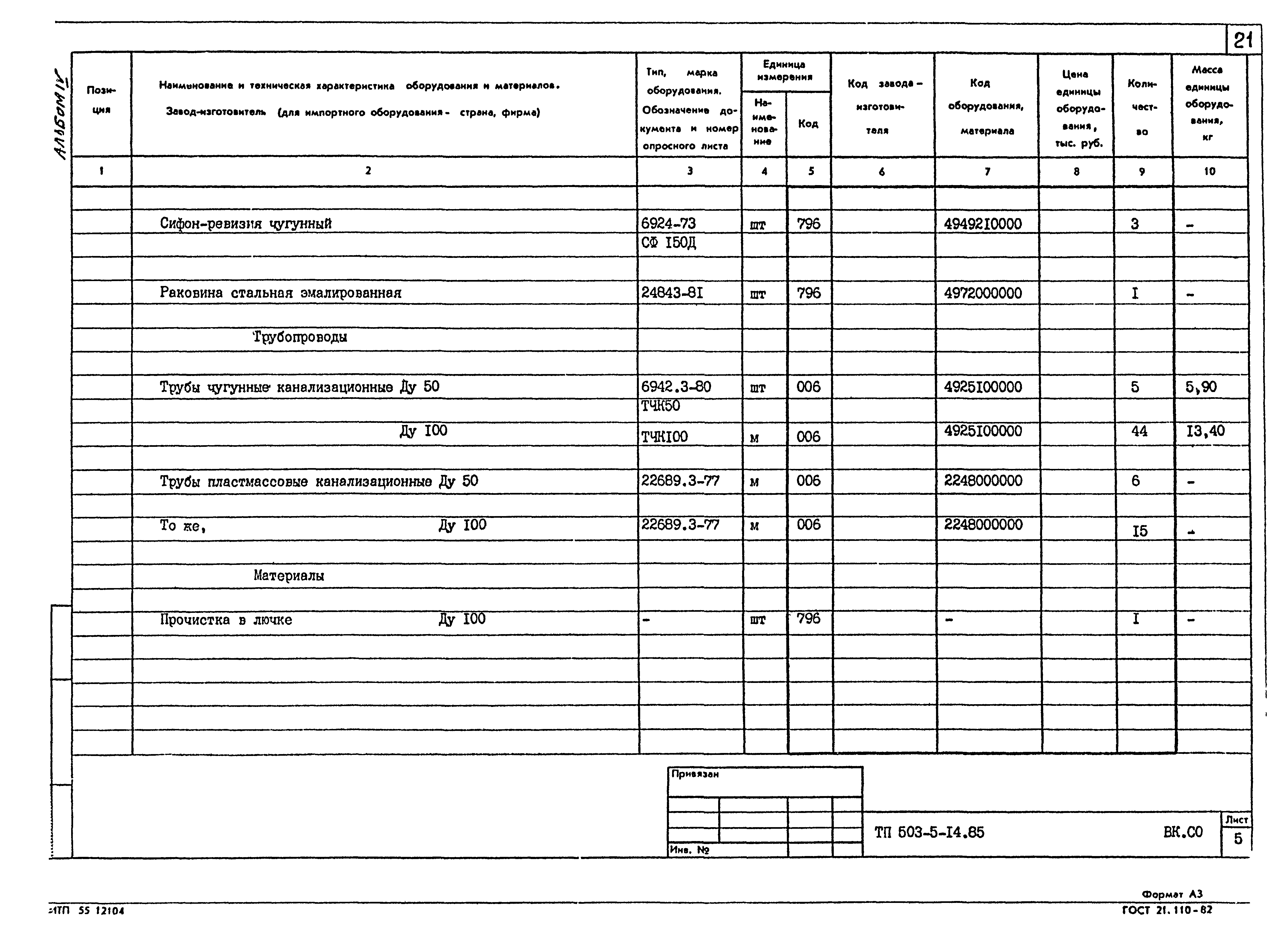 Типовой проект 503-5-14.85