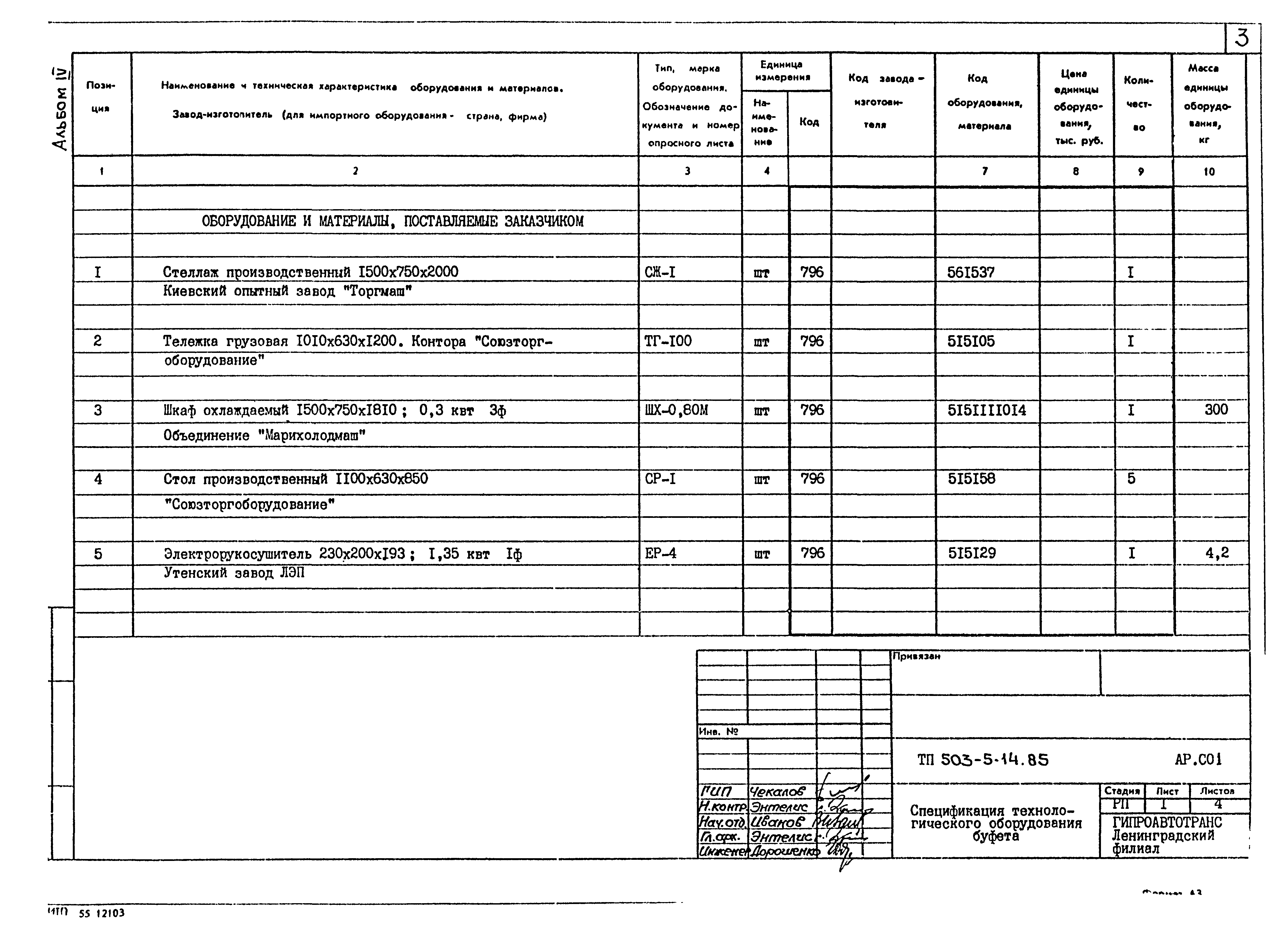 Типовой проект 503-5-14.85