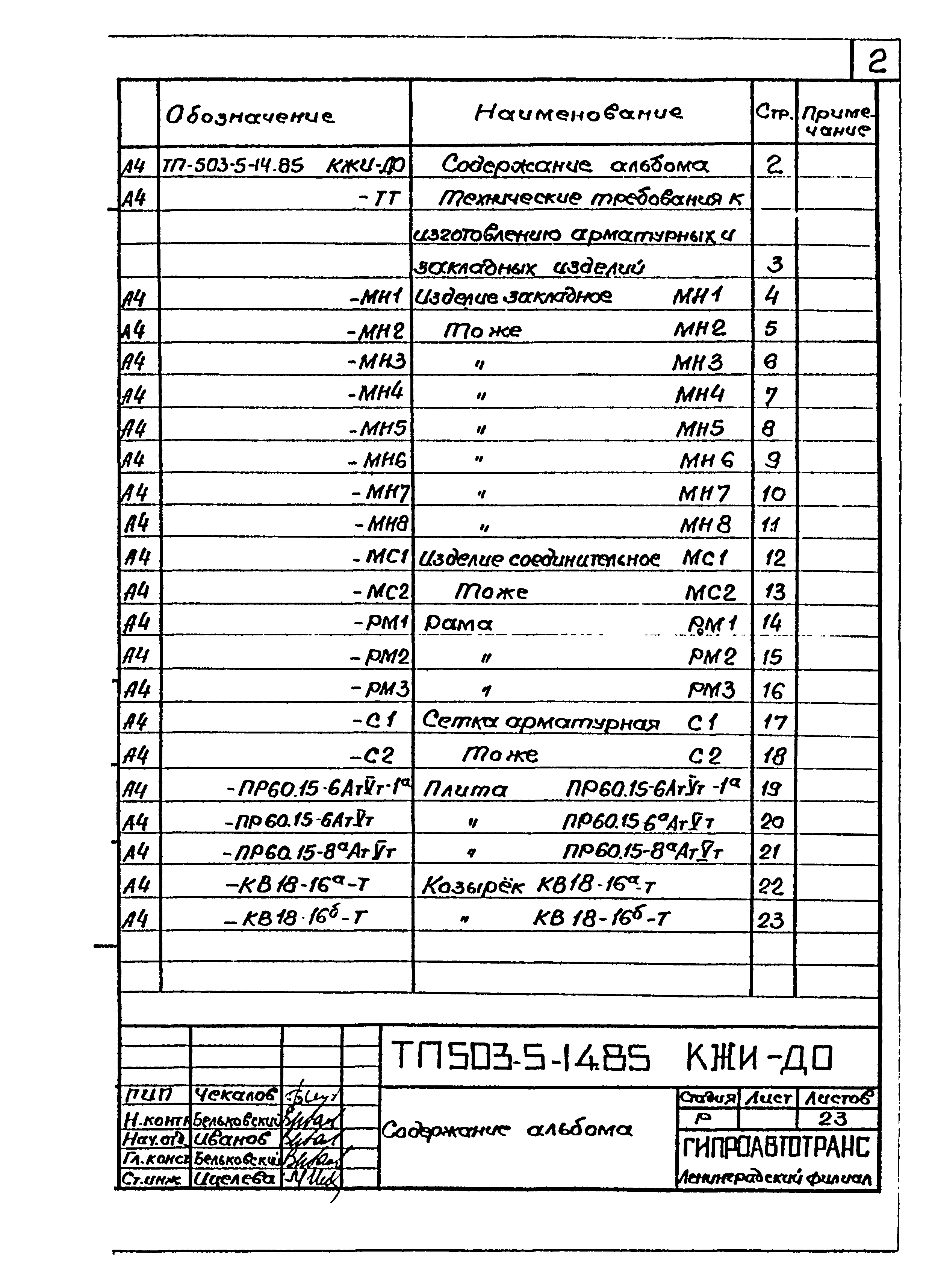 Типовой проект 503-5-14.85