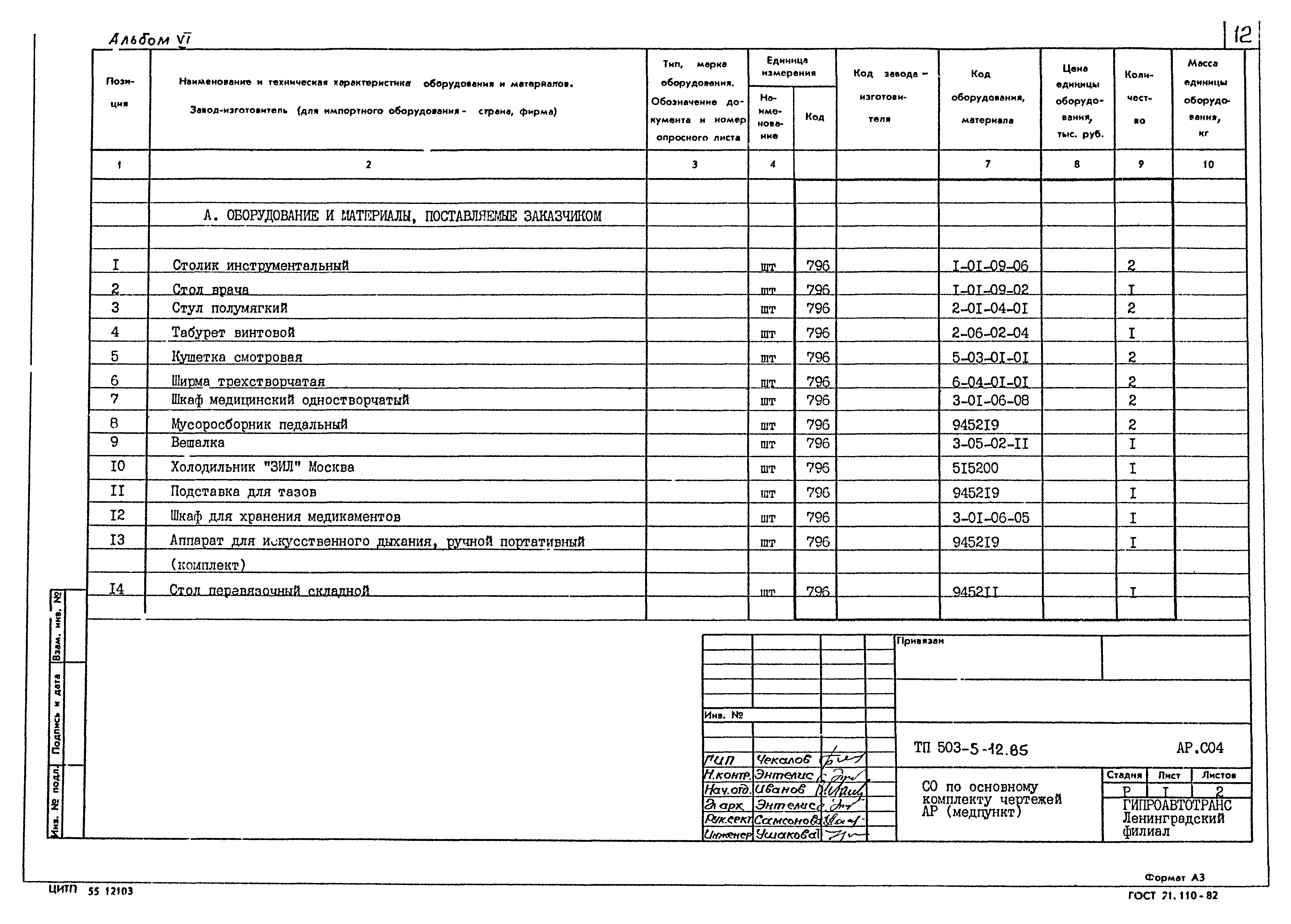 Типовой проект 503-5-12.85