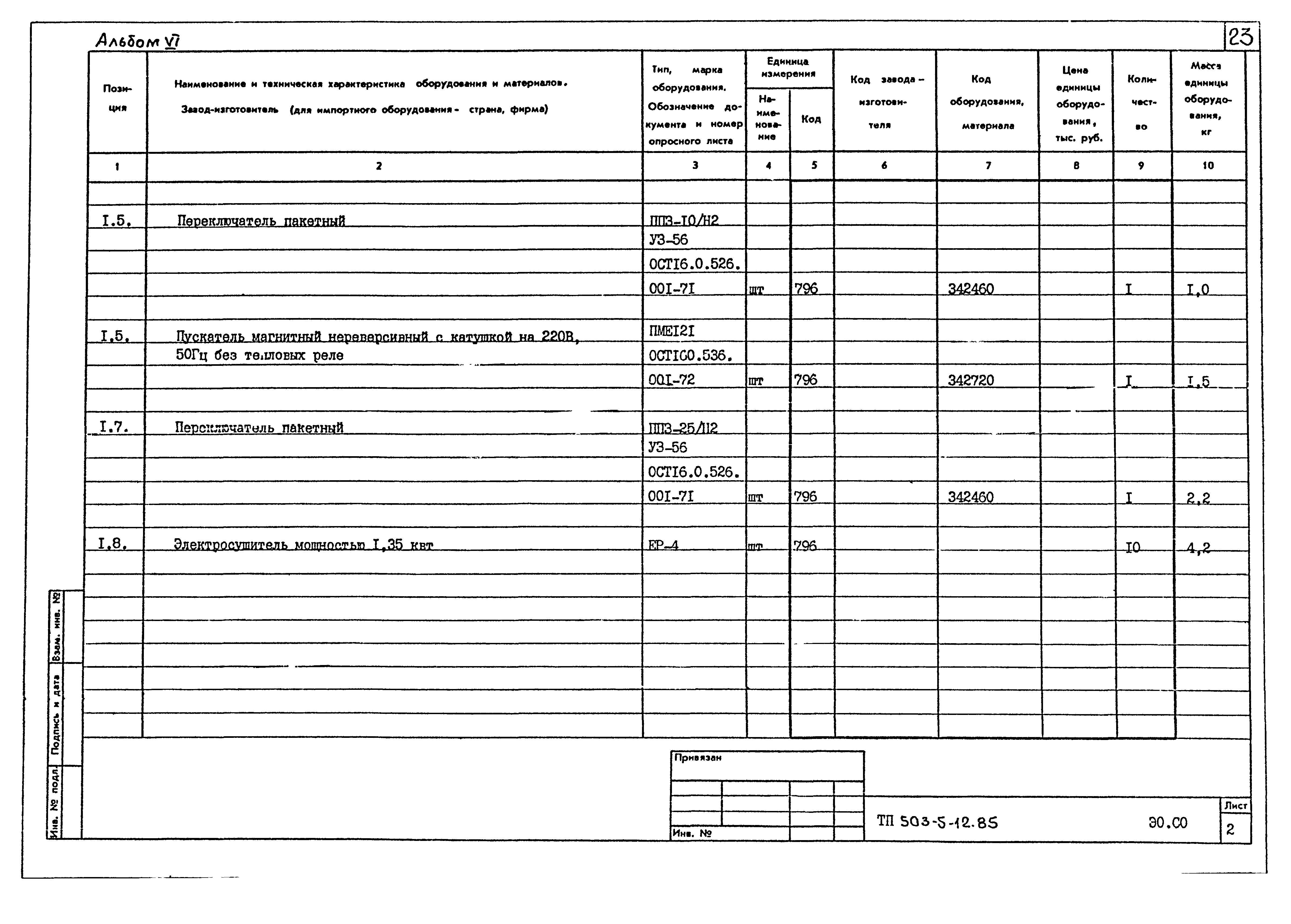 Типовой проект 503-5-12.85