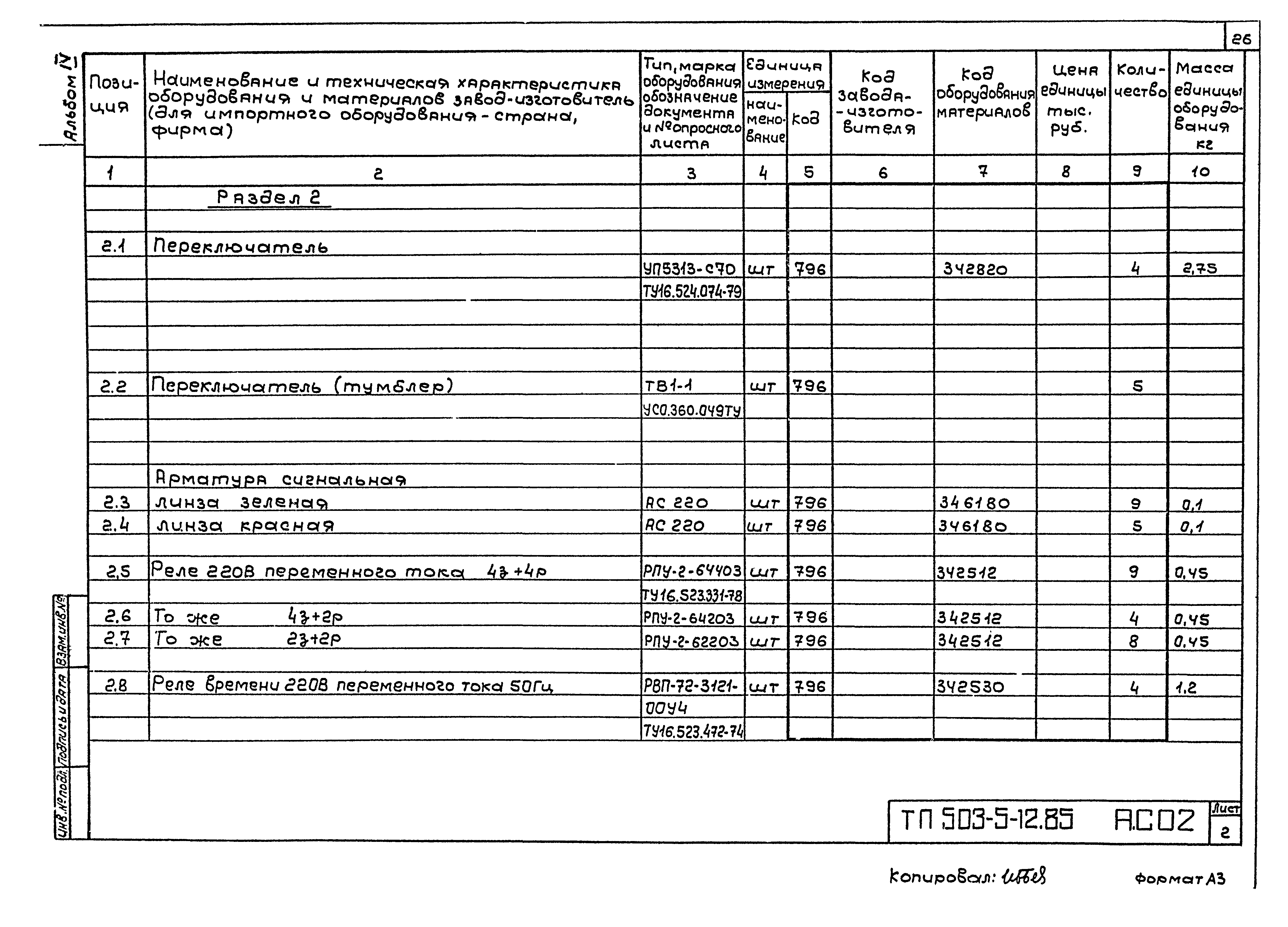 Типовой проект 503-5-12.85