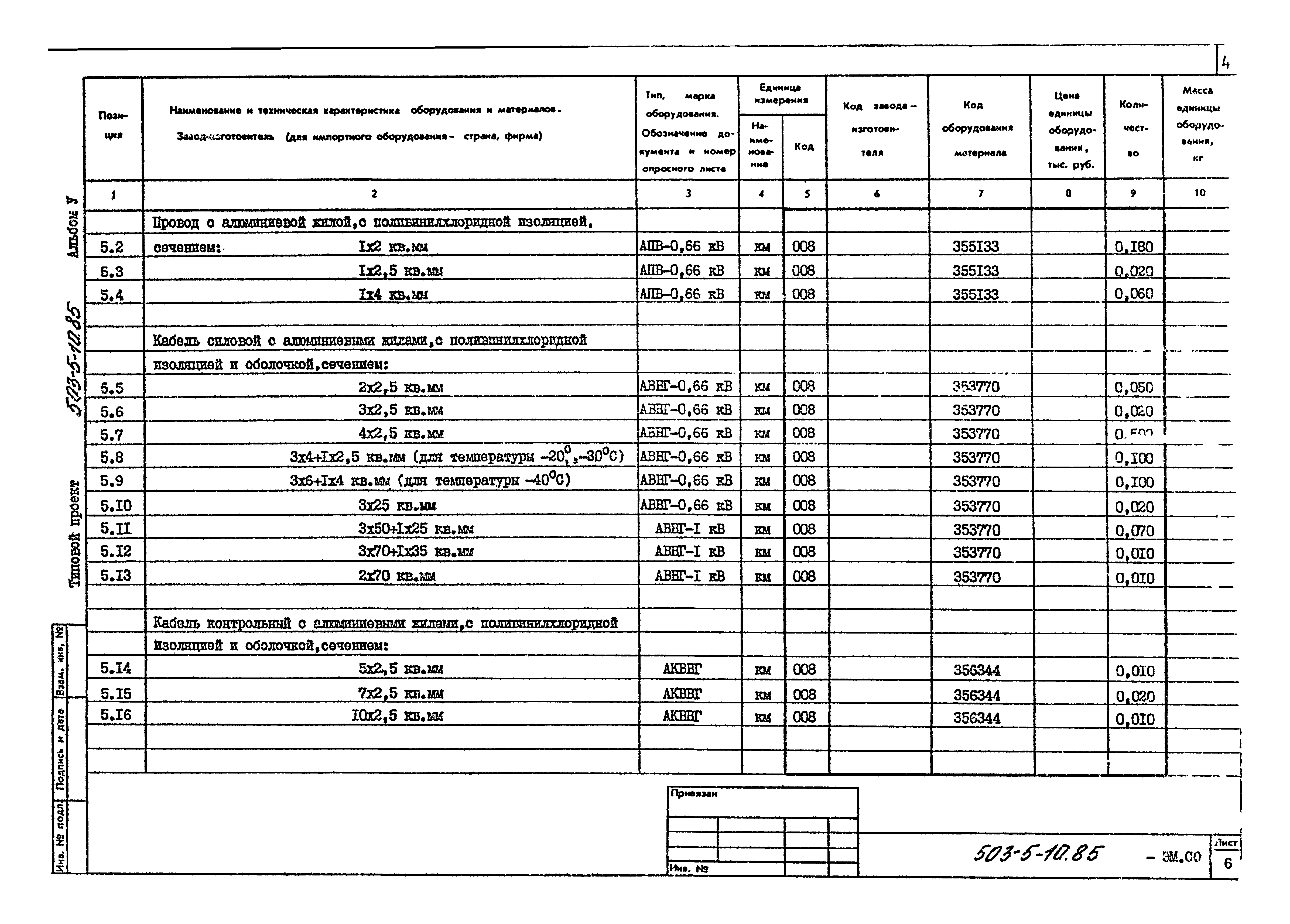 Типовой проект 503-5-10.85