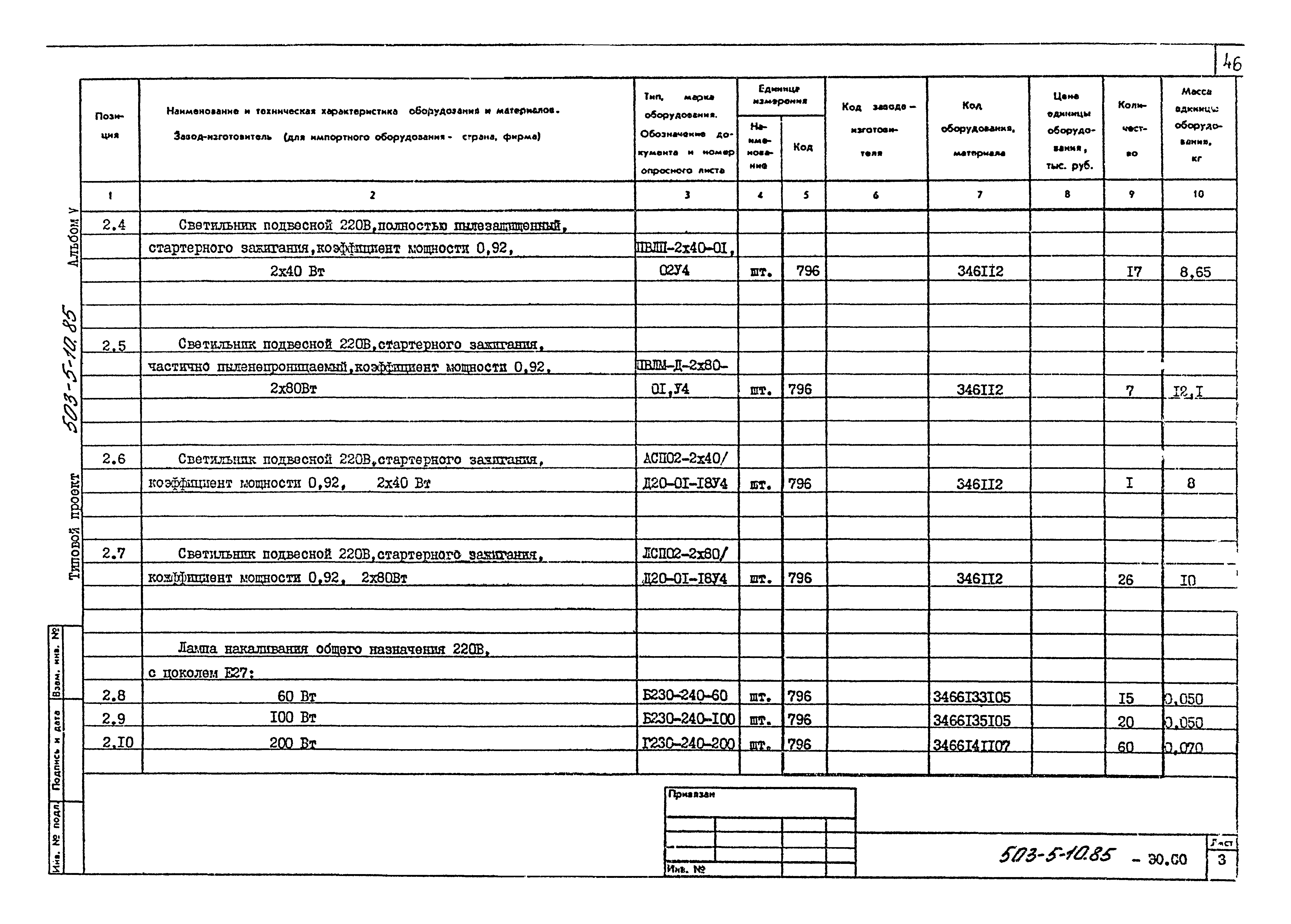 Типовой проект 503-5-10.85