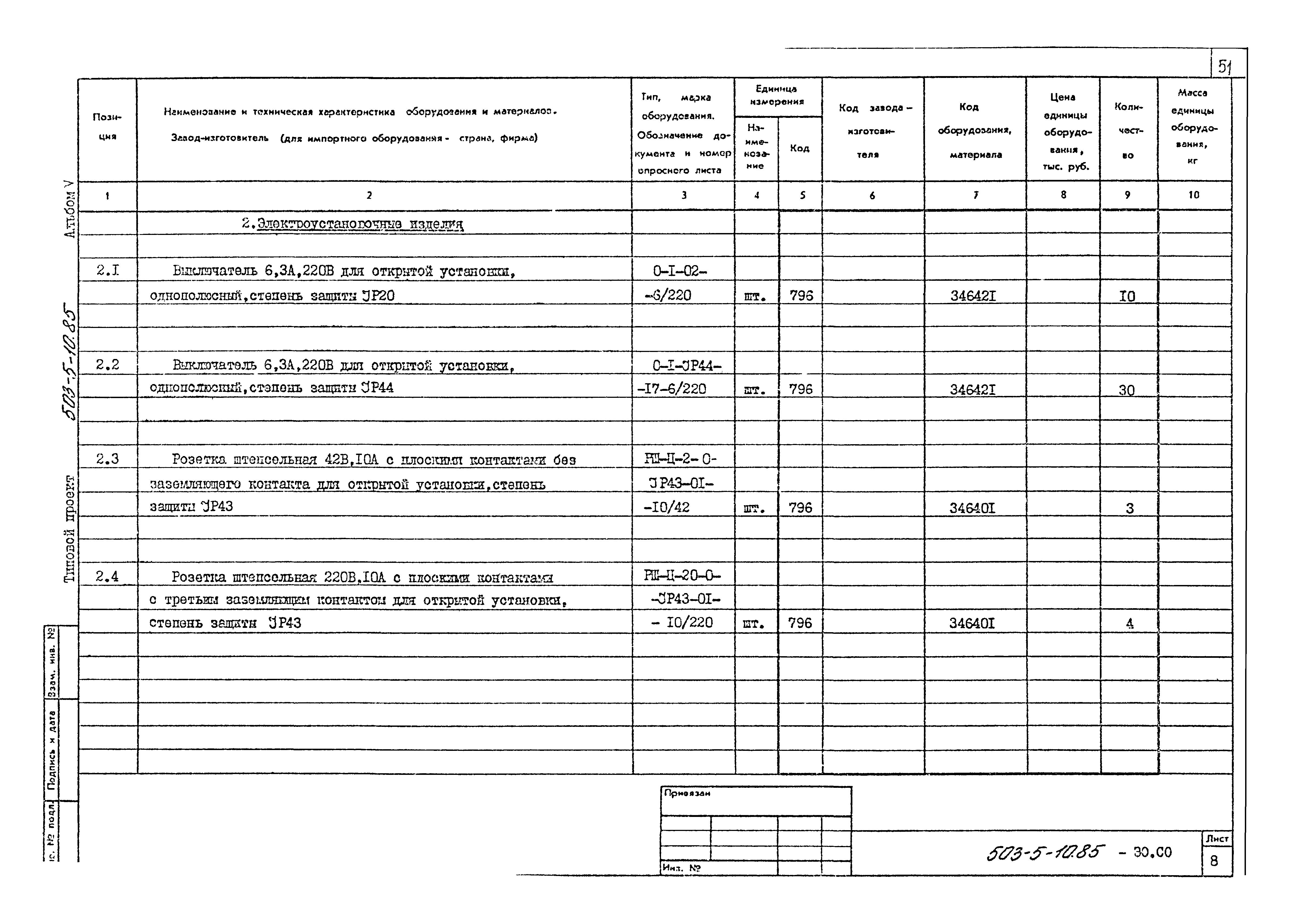 Типовой проект 503-5-10.85