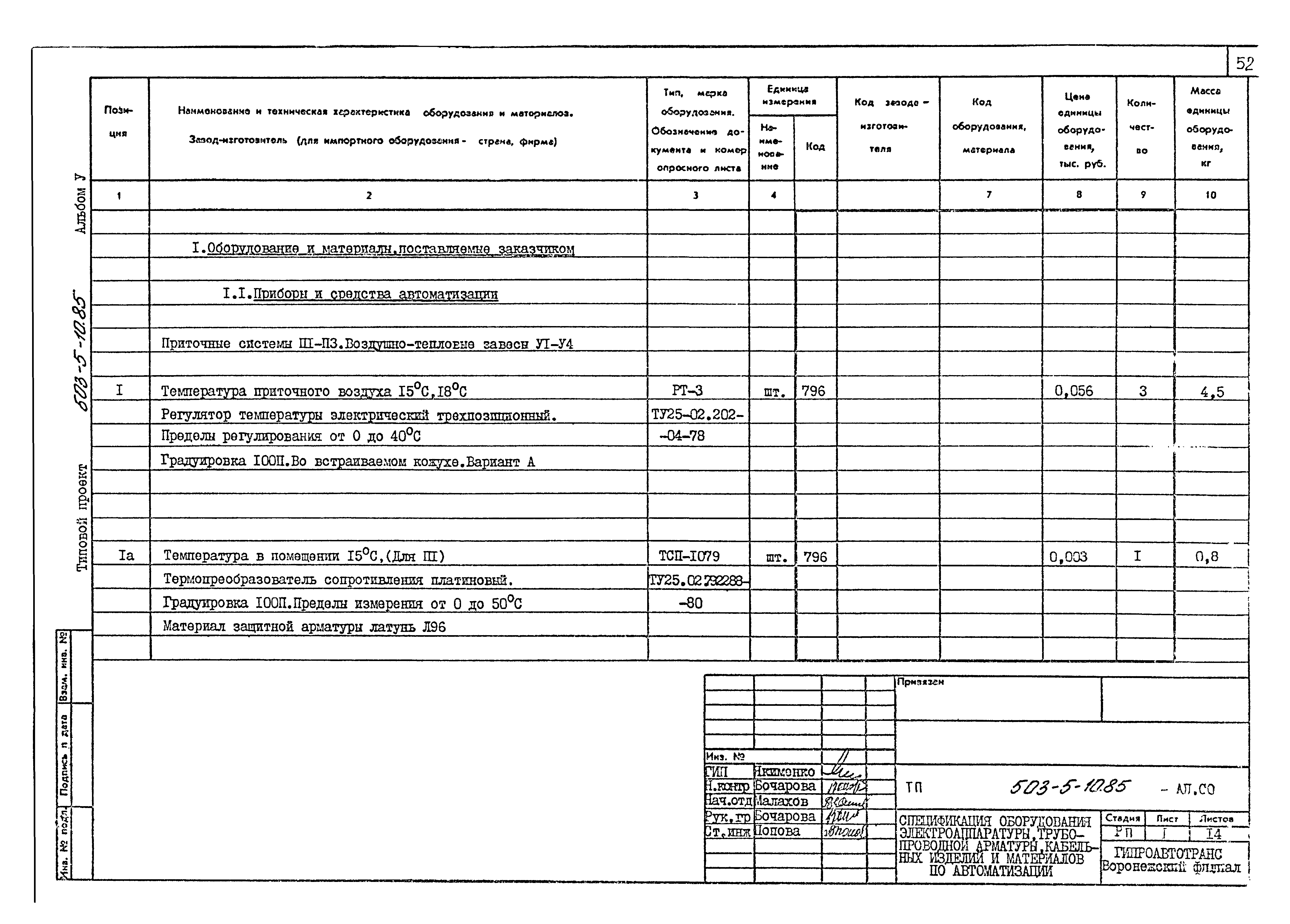 Типовой проект 503-5-10.85