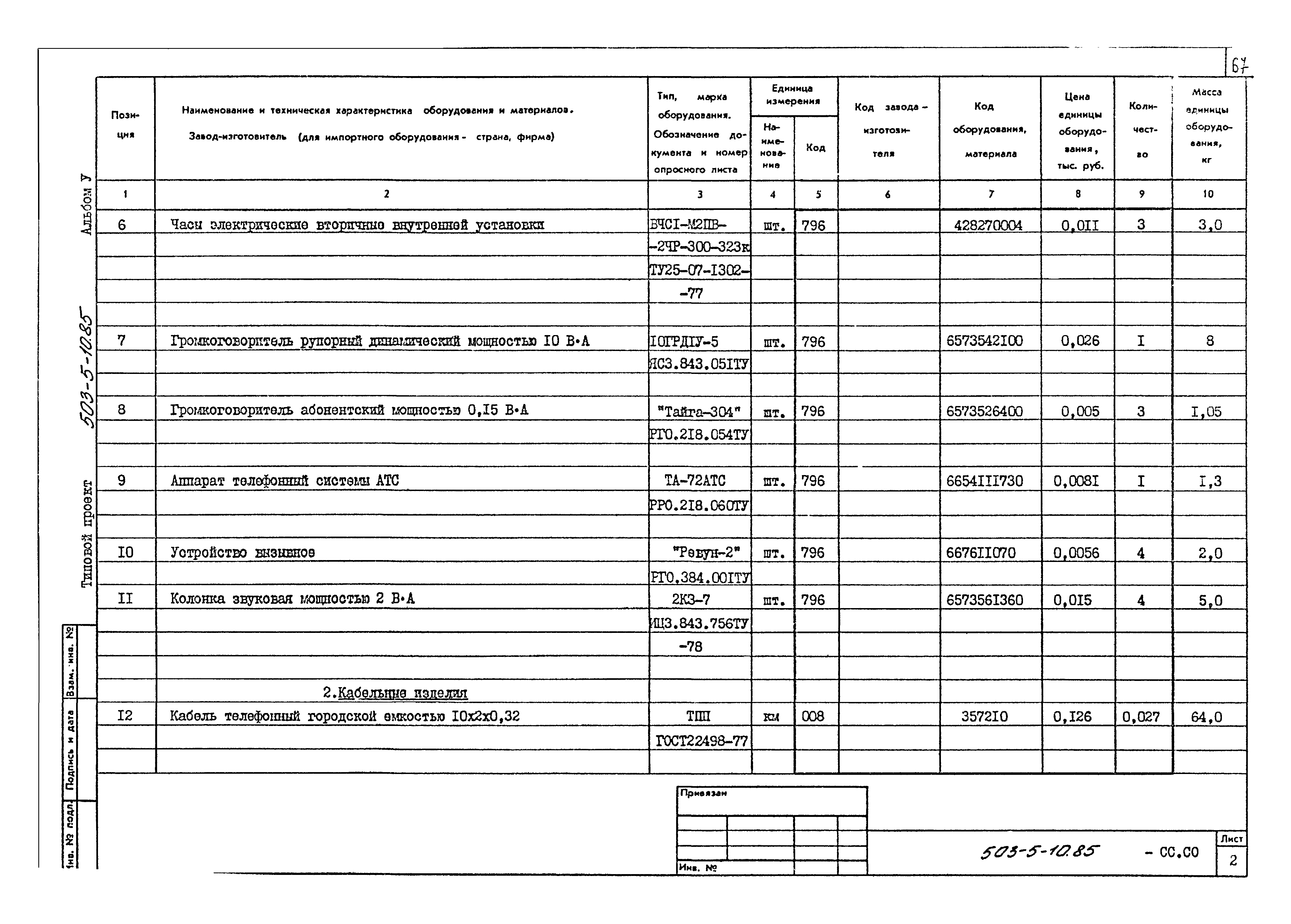 Типовой проект 503-5-10.85