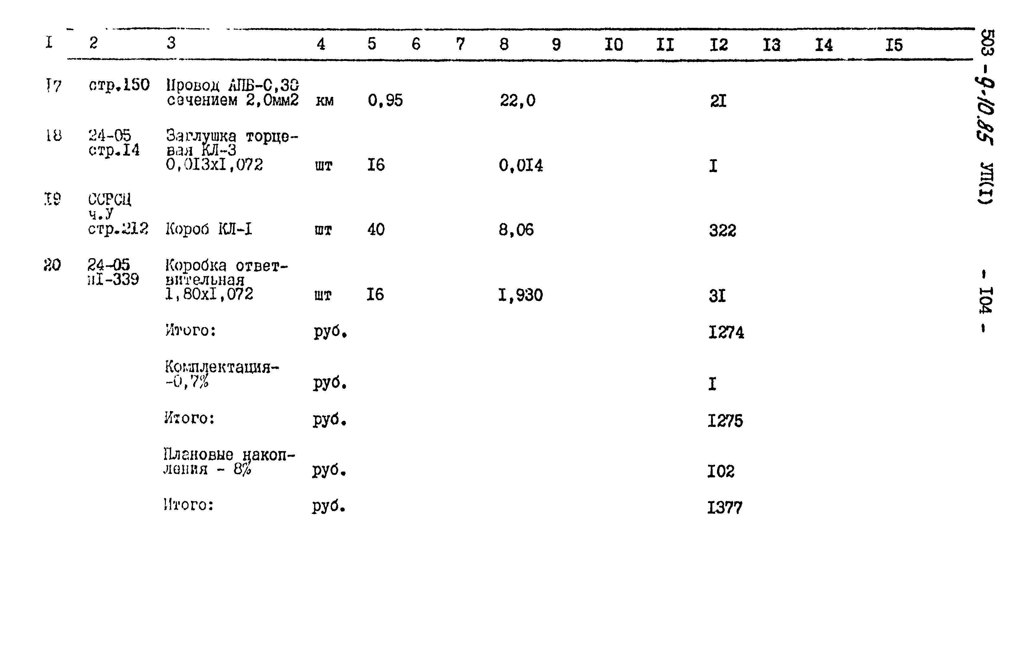 Типовой проект 503-9-10.85