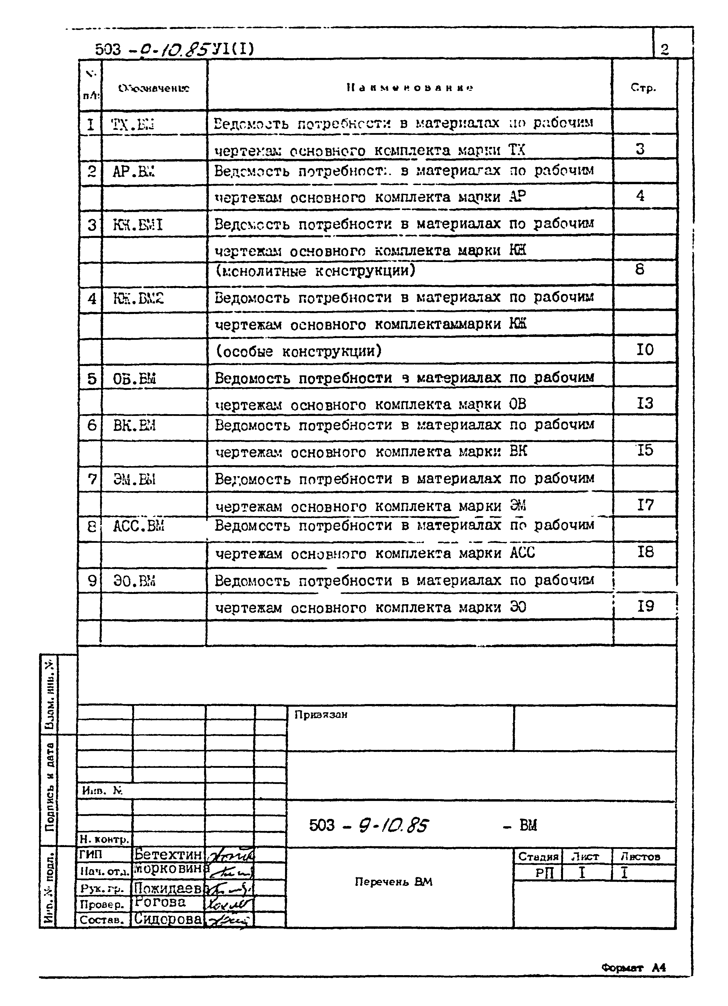 Типовой проект 503-9-10.85