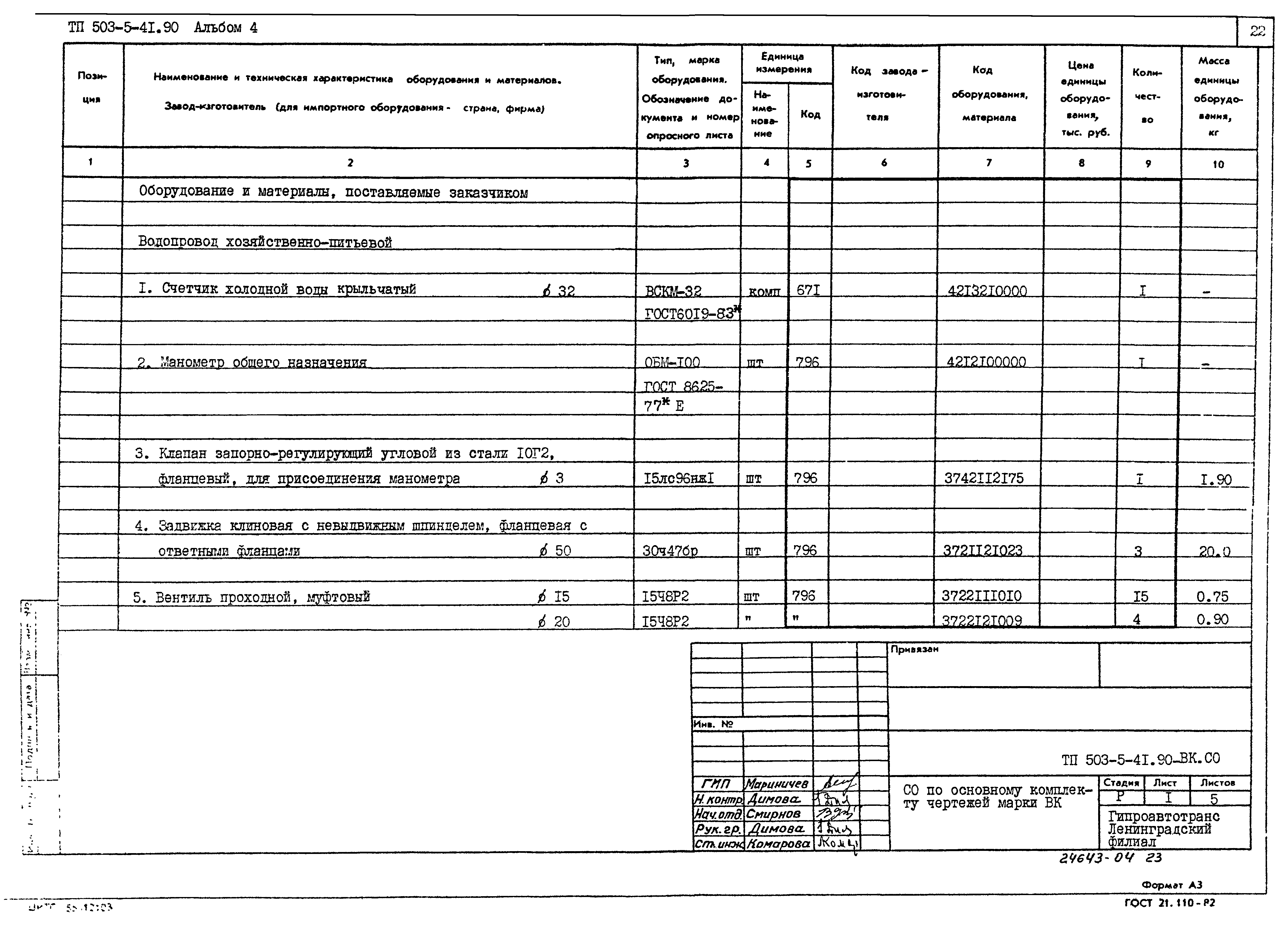 Типовой проект 503-5-41.90