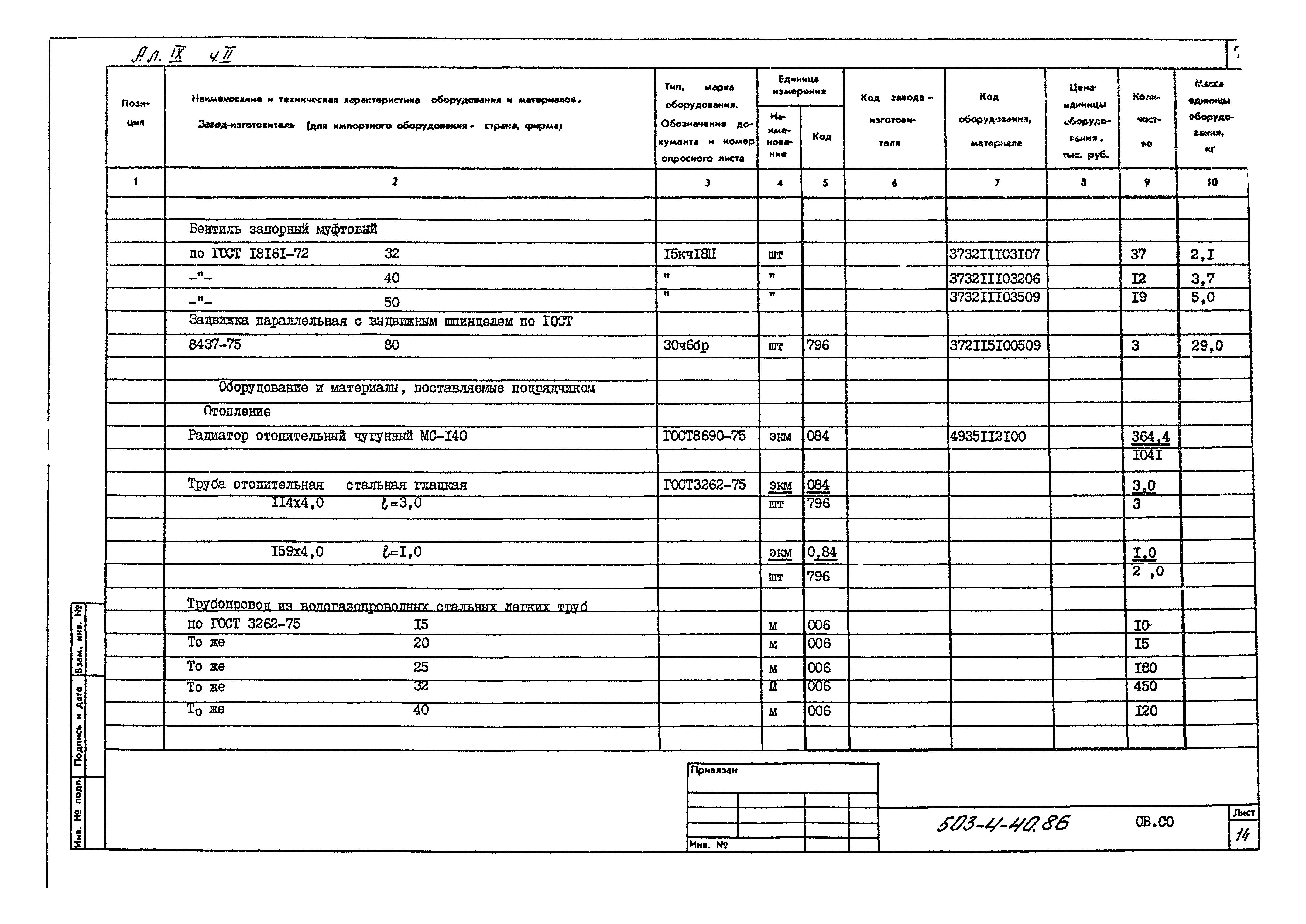 Типовой проект 503-4-40.86