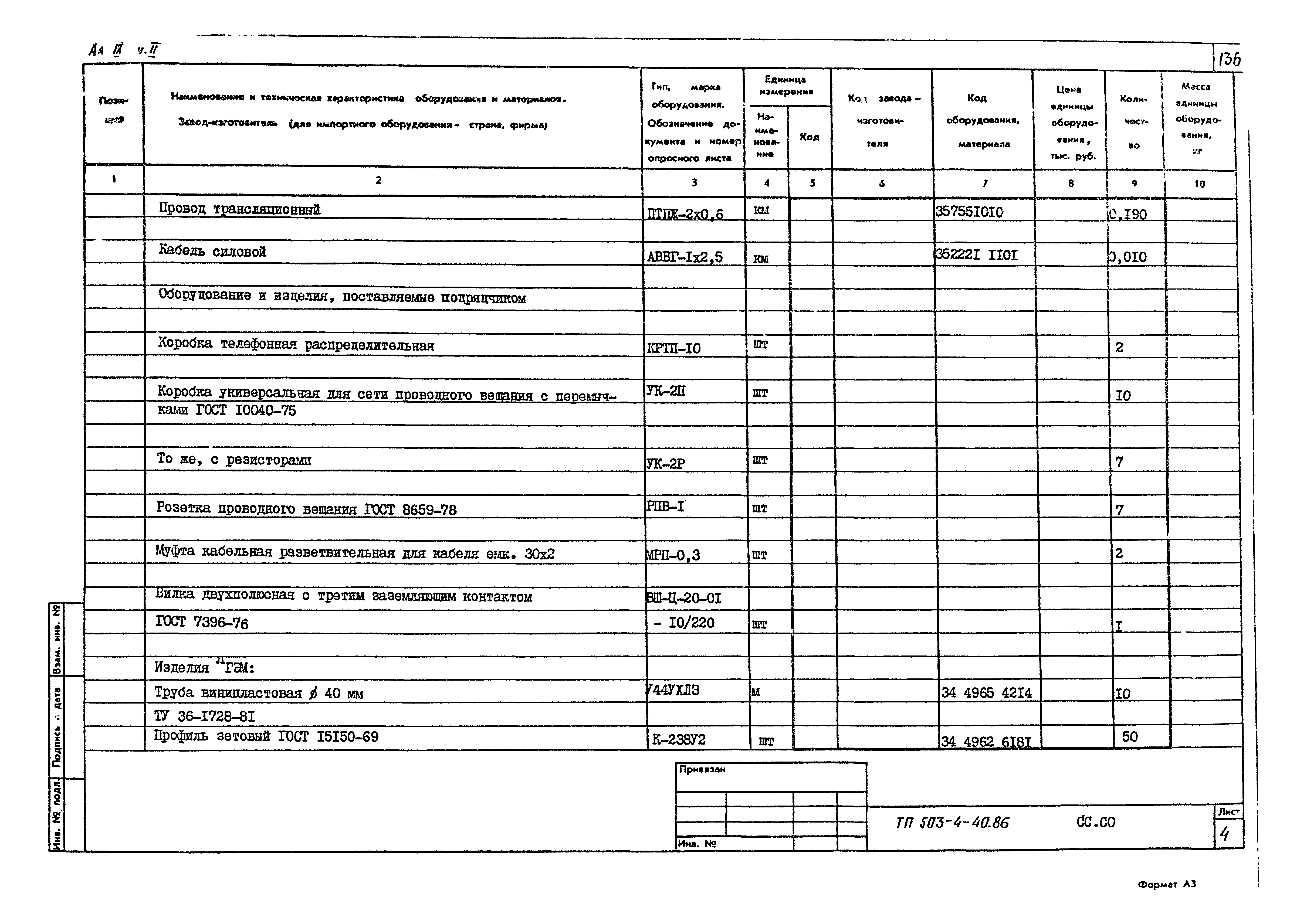 Типовой проект 503-4-40.86