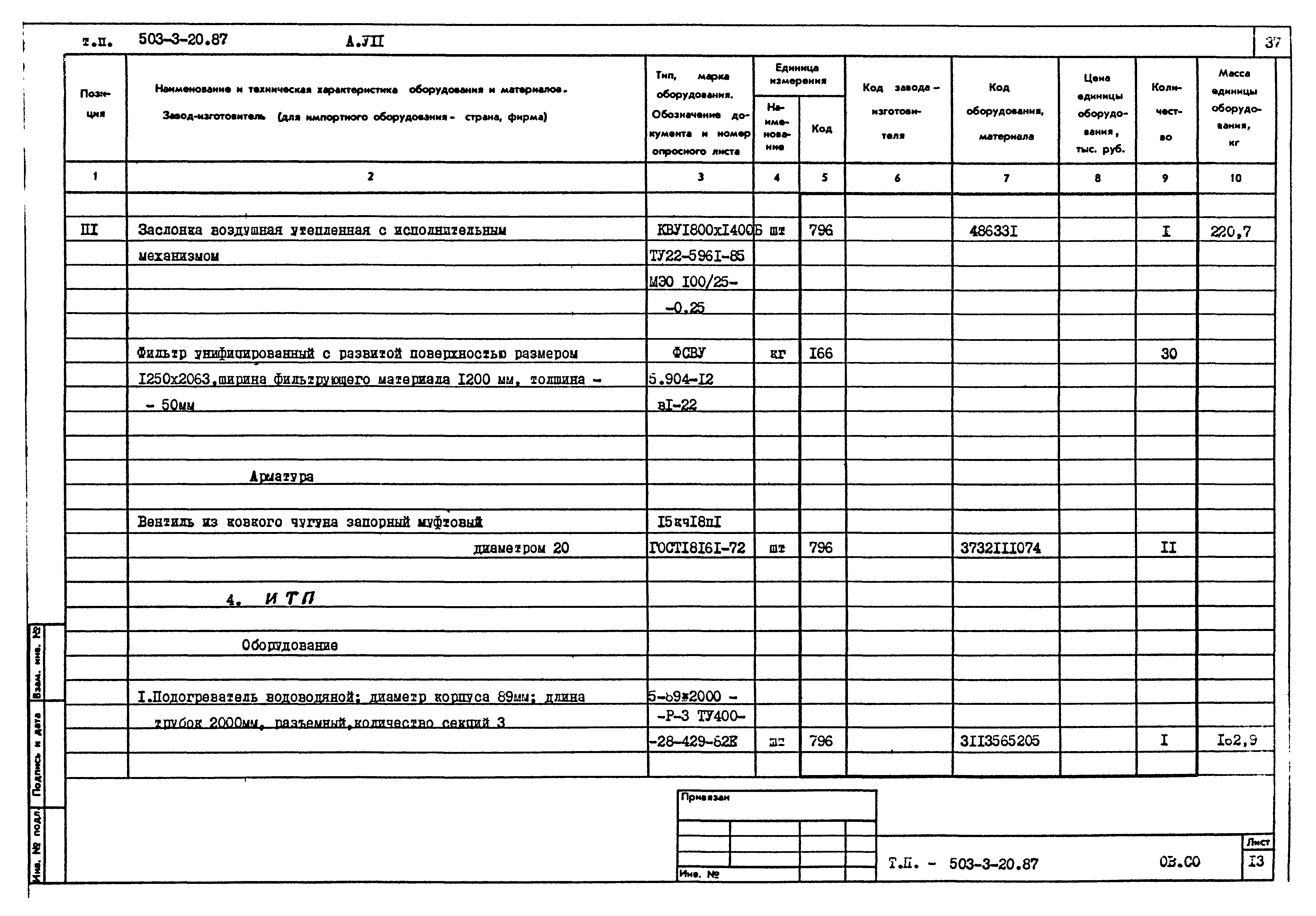 Типовой проект 503-3-20.87