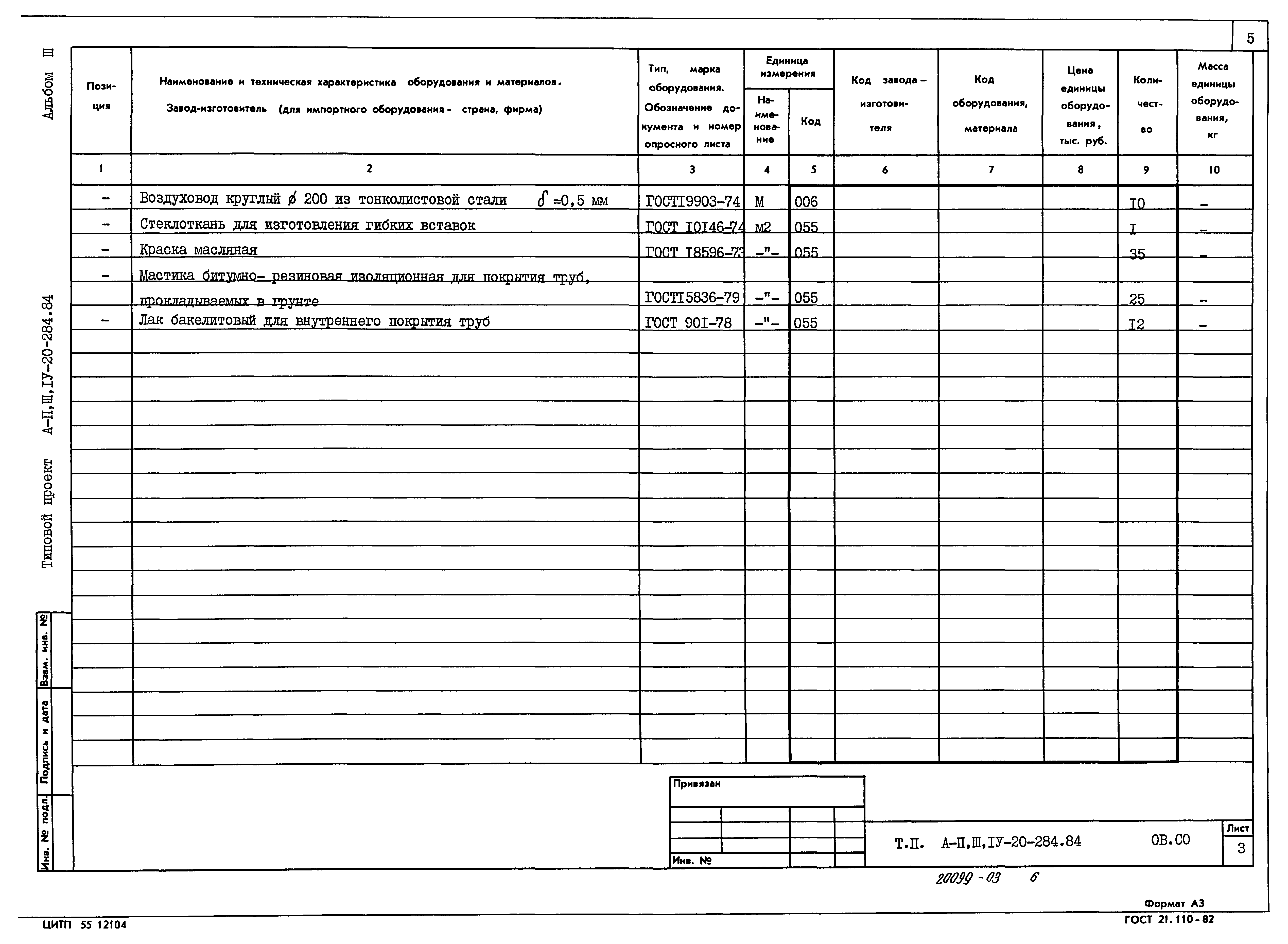 Типовой проект А-II,III,IV-20-284.84