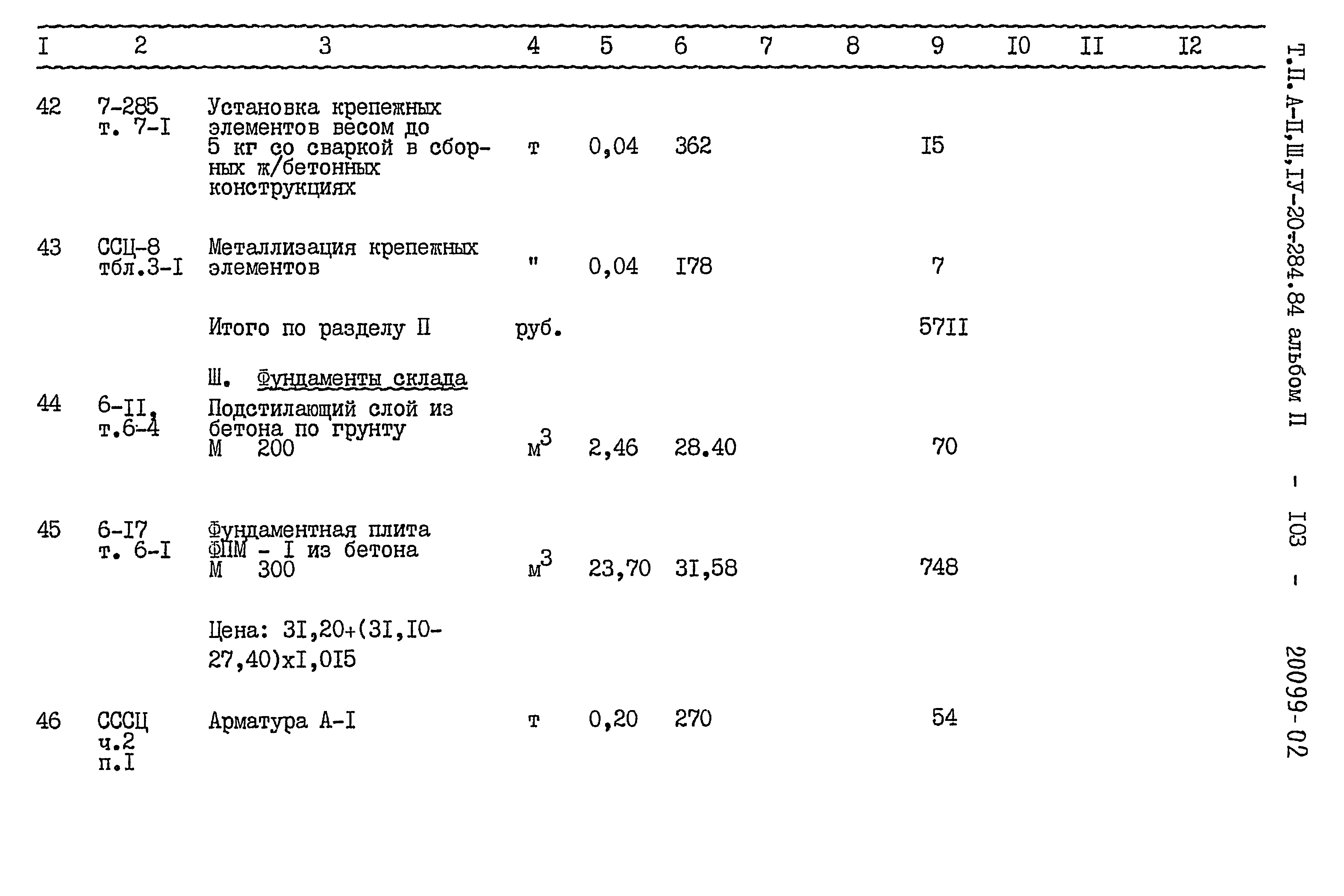 Типовой проект А-II,III,IV-20-284.84