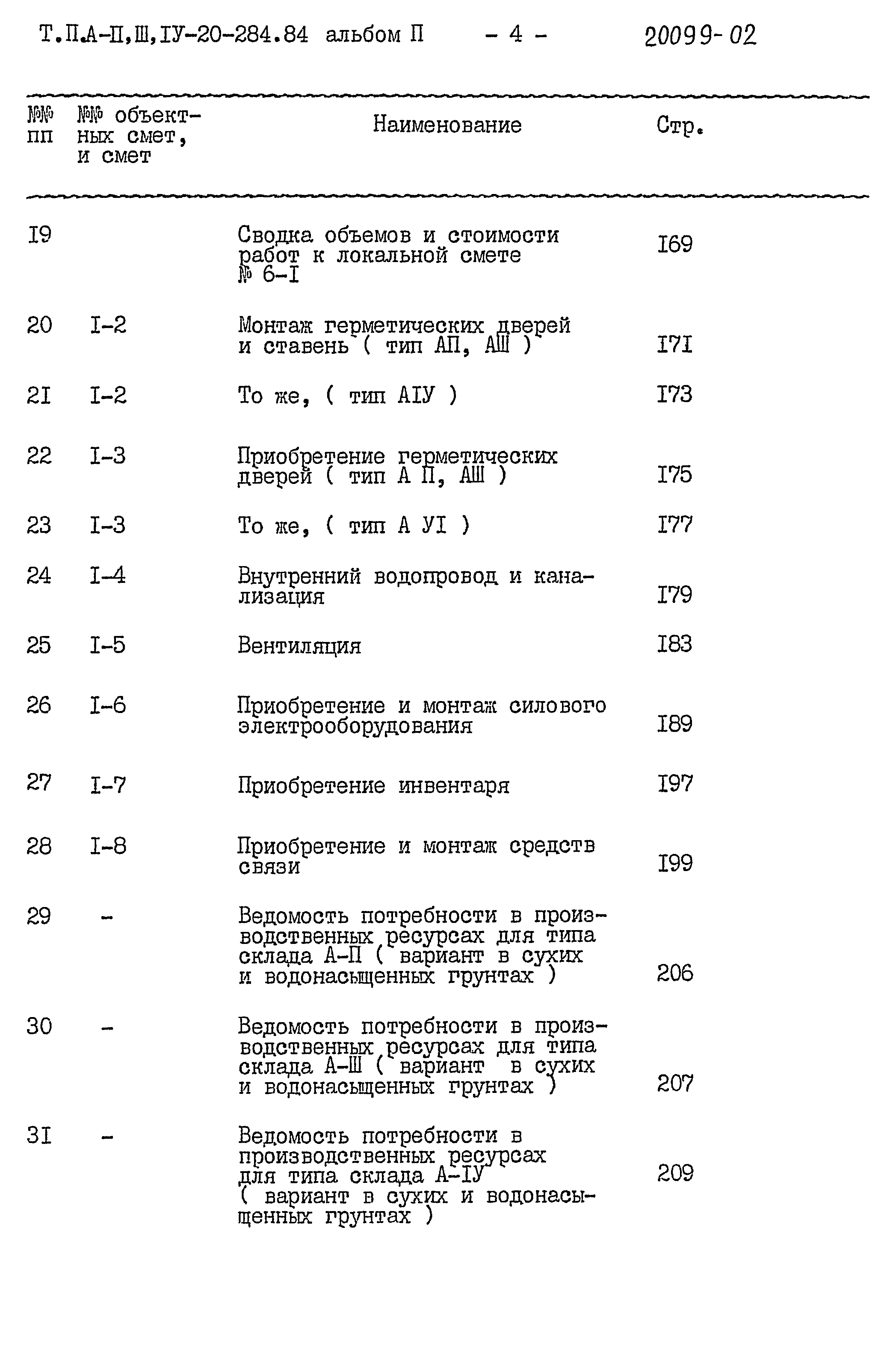 Типовой проект А-II,III,IV-20-284.84