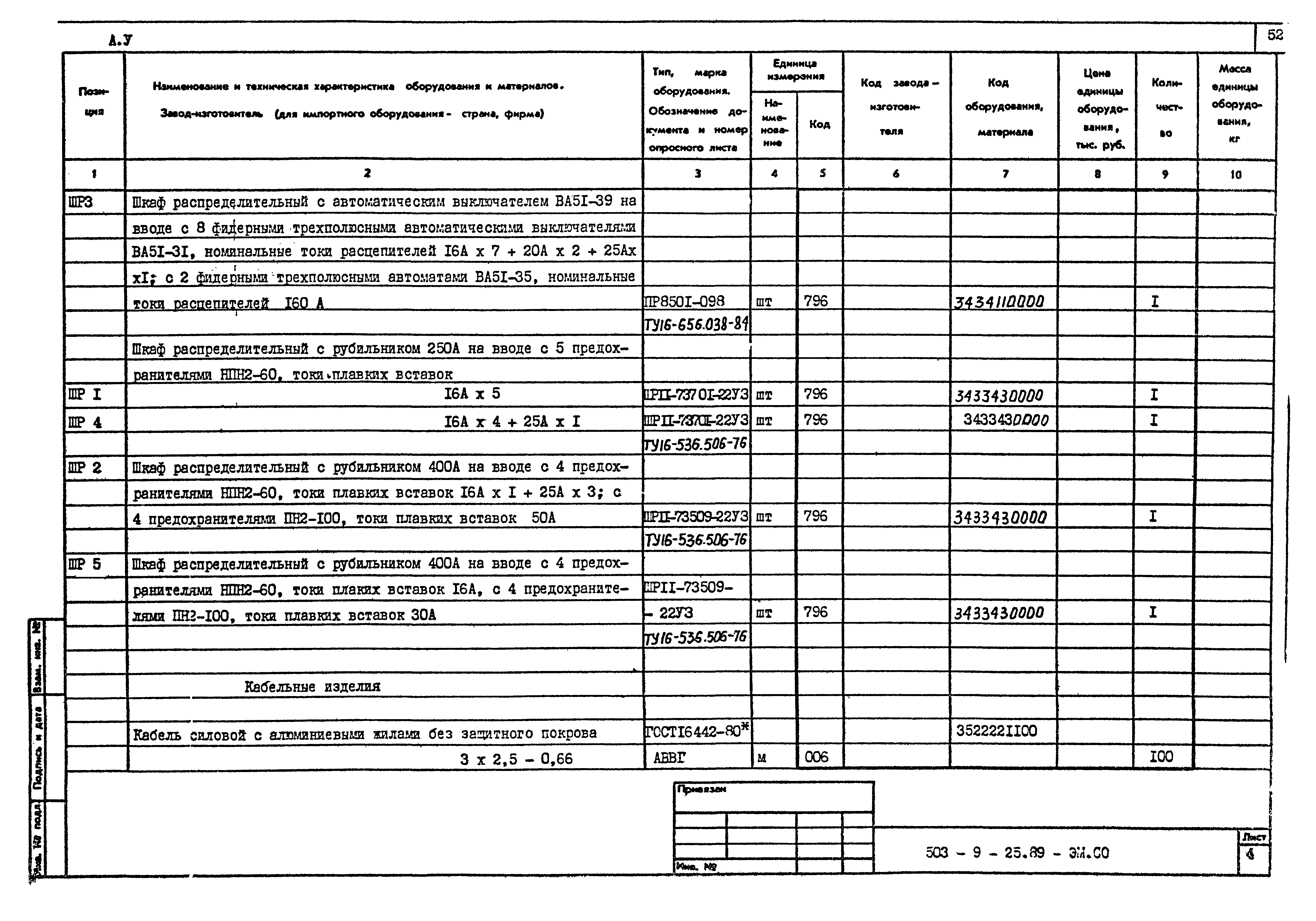 Типовой проект 503-9-25.89