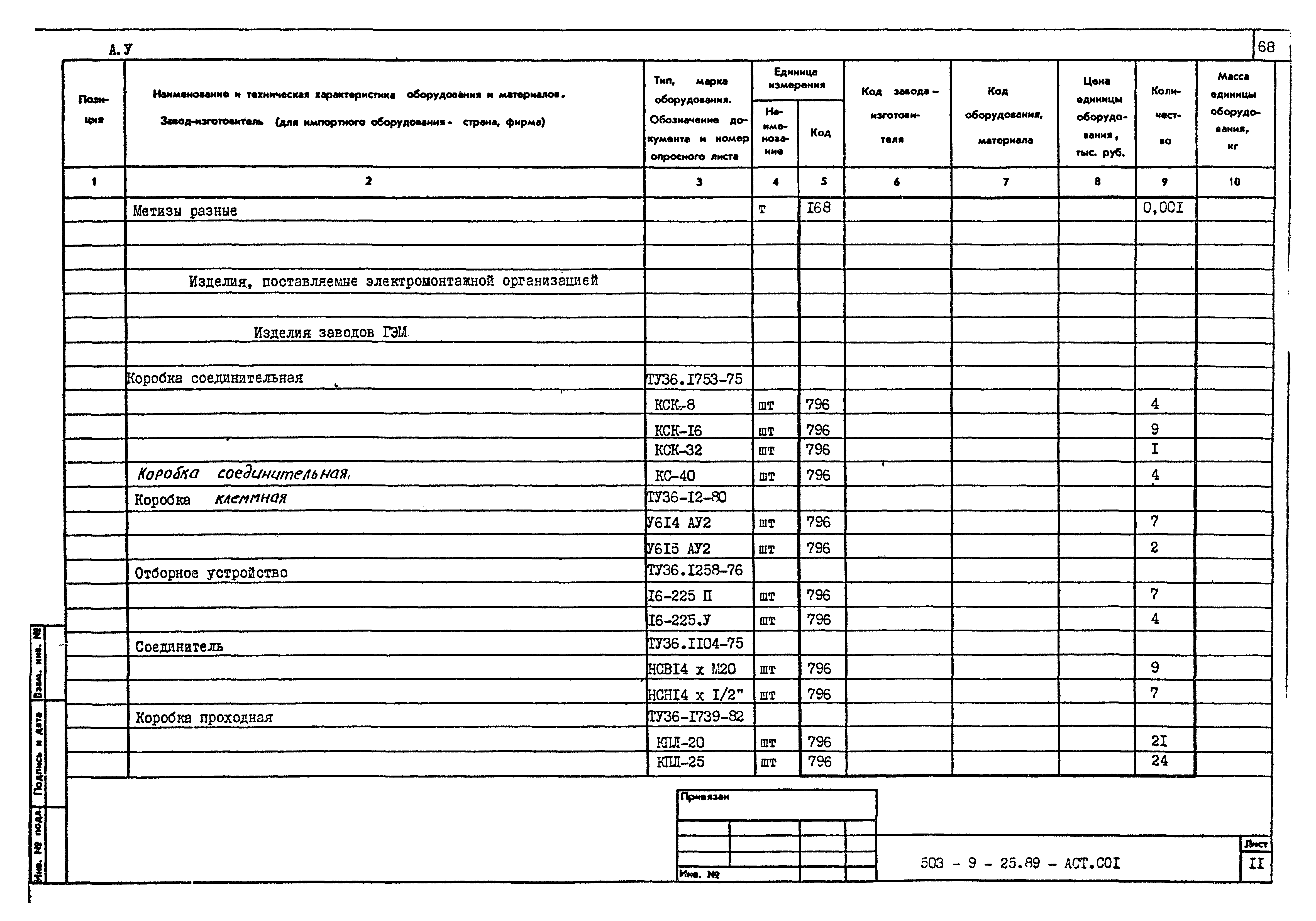 Типовой проект 503-9-25.89