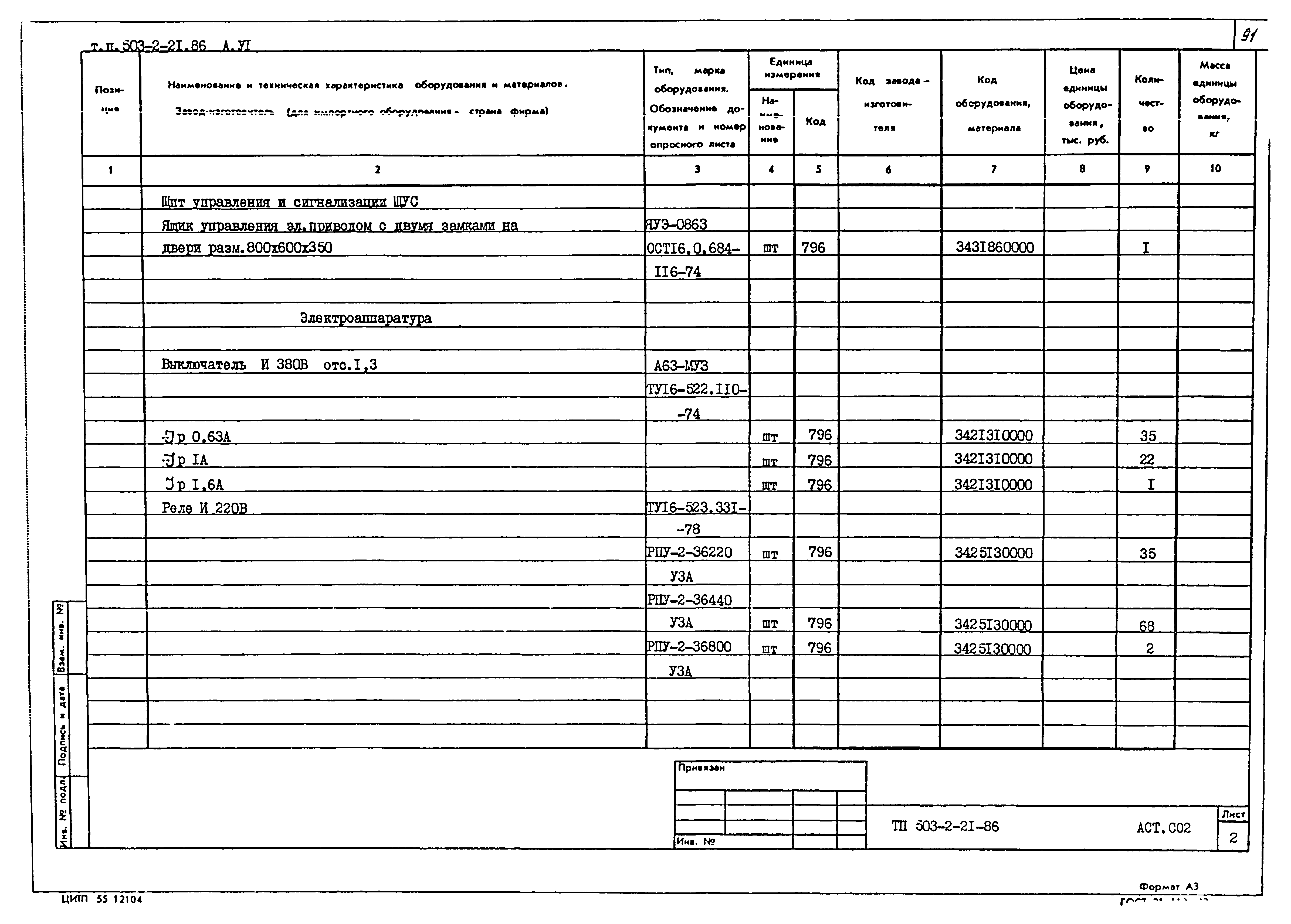 Типовой проект 503-2-21.86