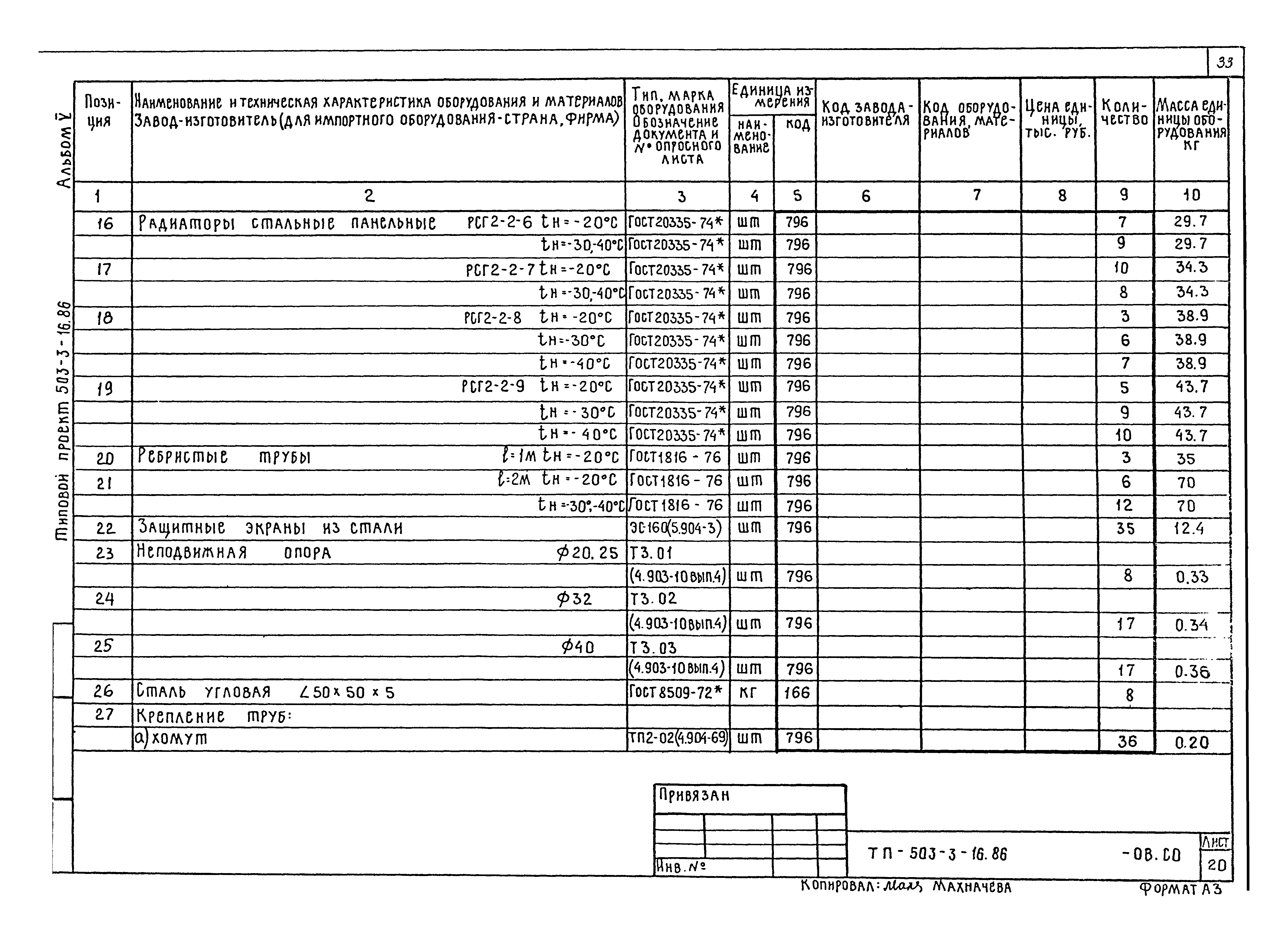 Типовой проект 503-3-16.86