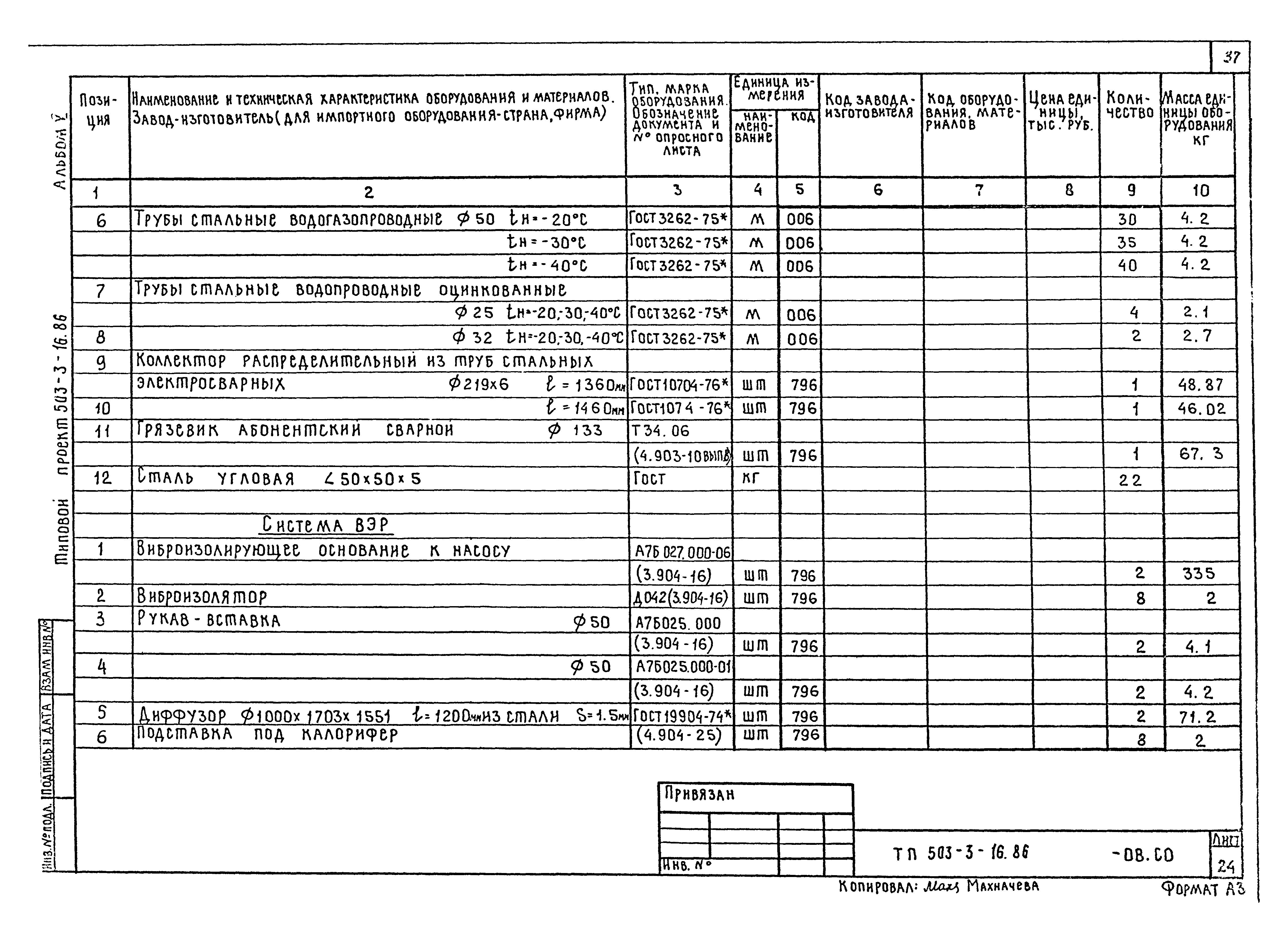 Типовой проект 503-3-16.86