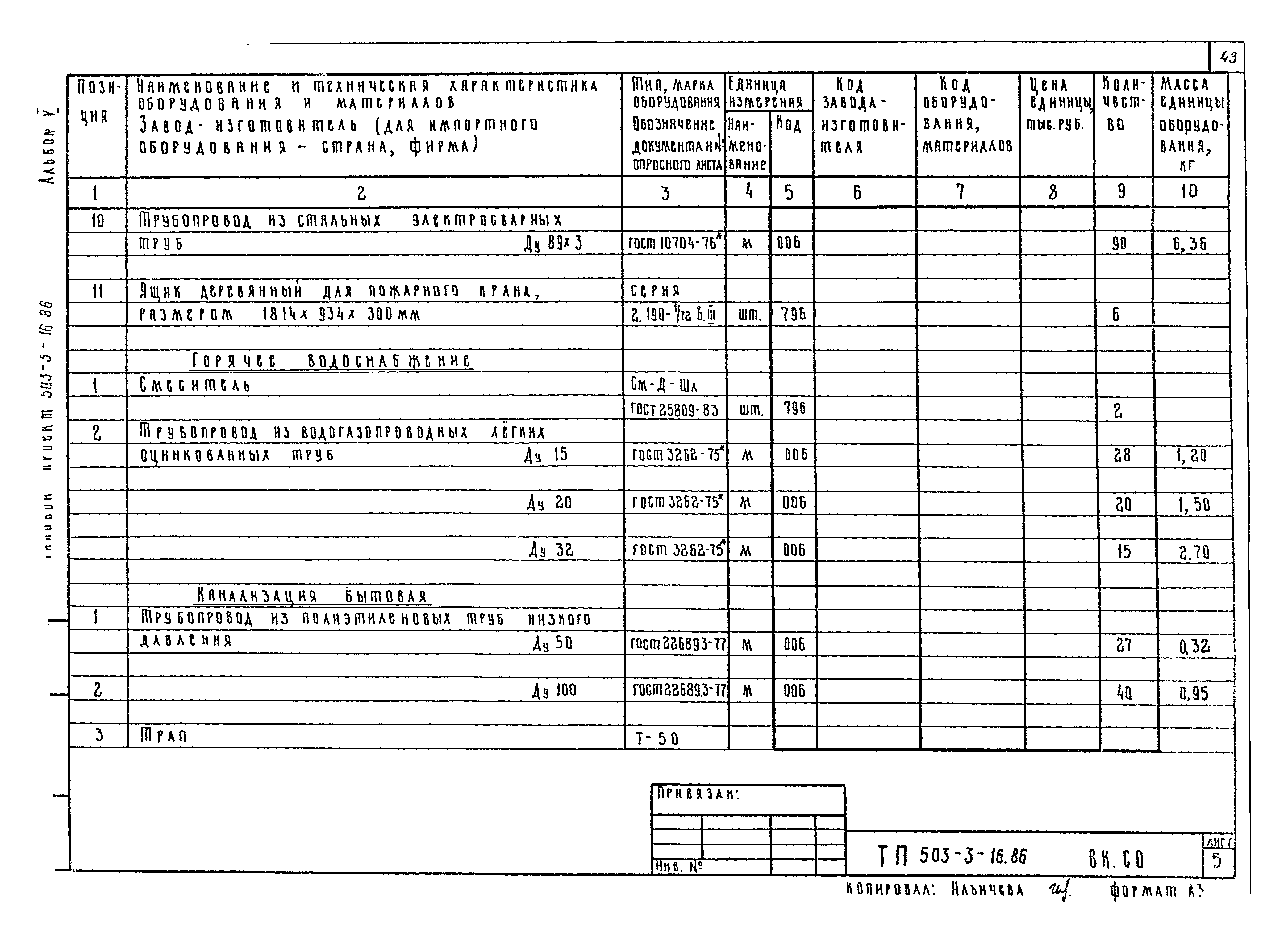 Типовой проект 503-3-16.86