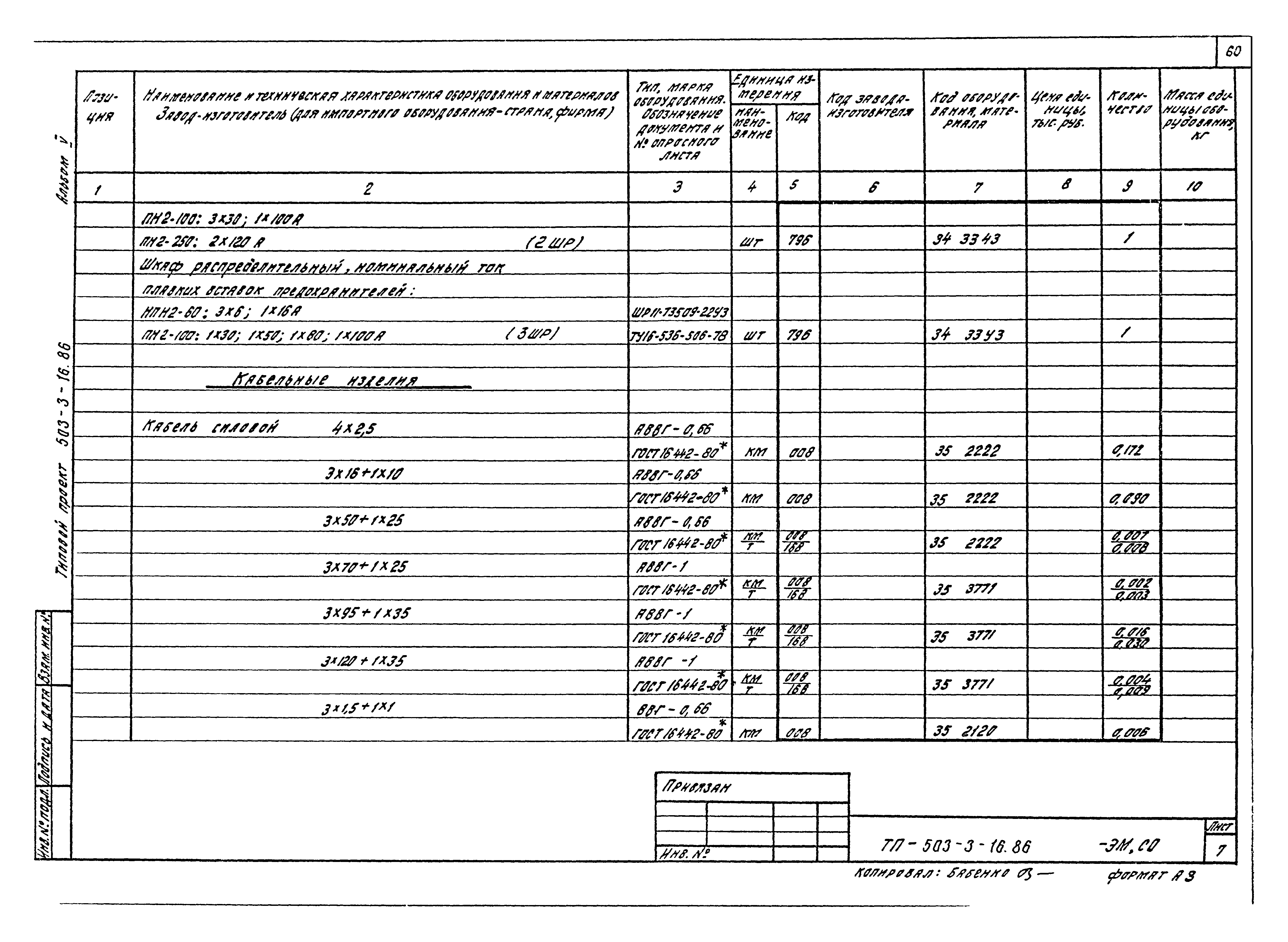 Типовой проект 503-3-16.86