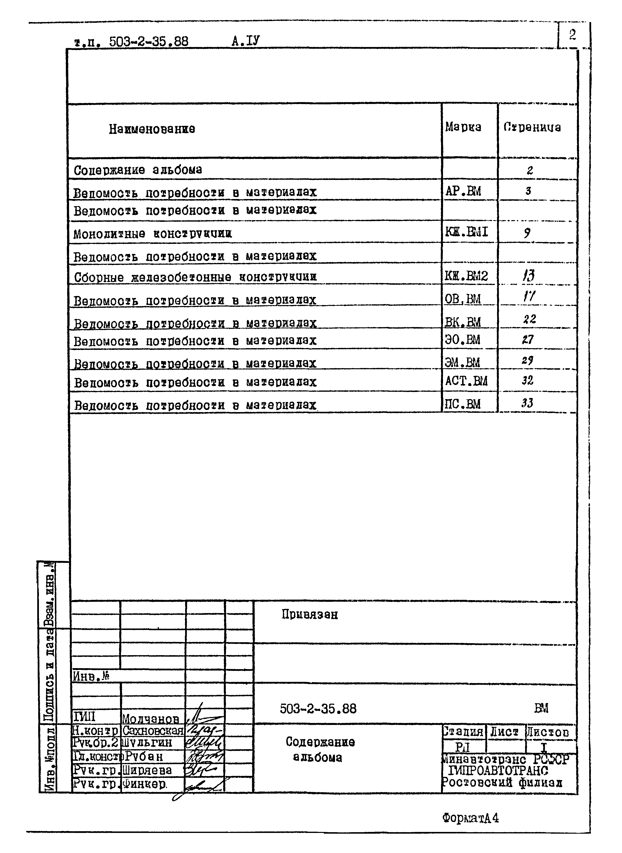 Типовой проект 503-2-35.88