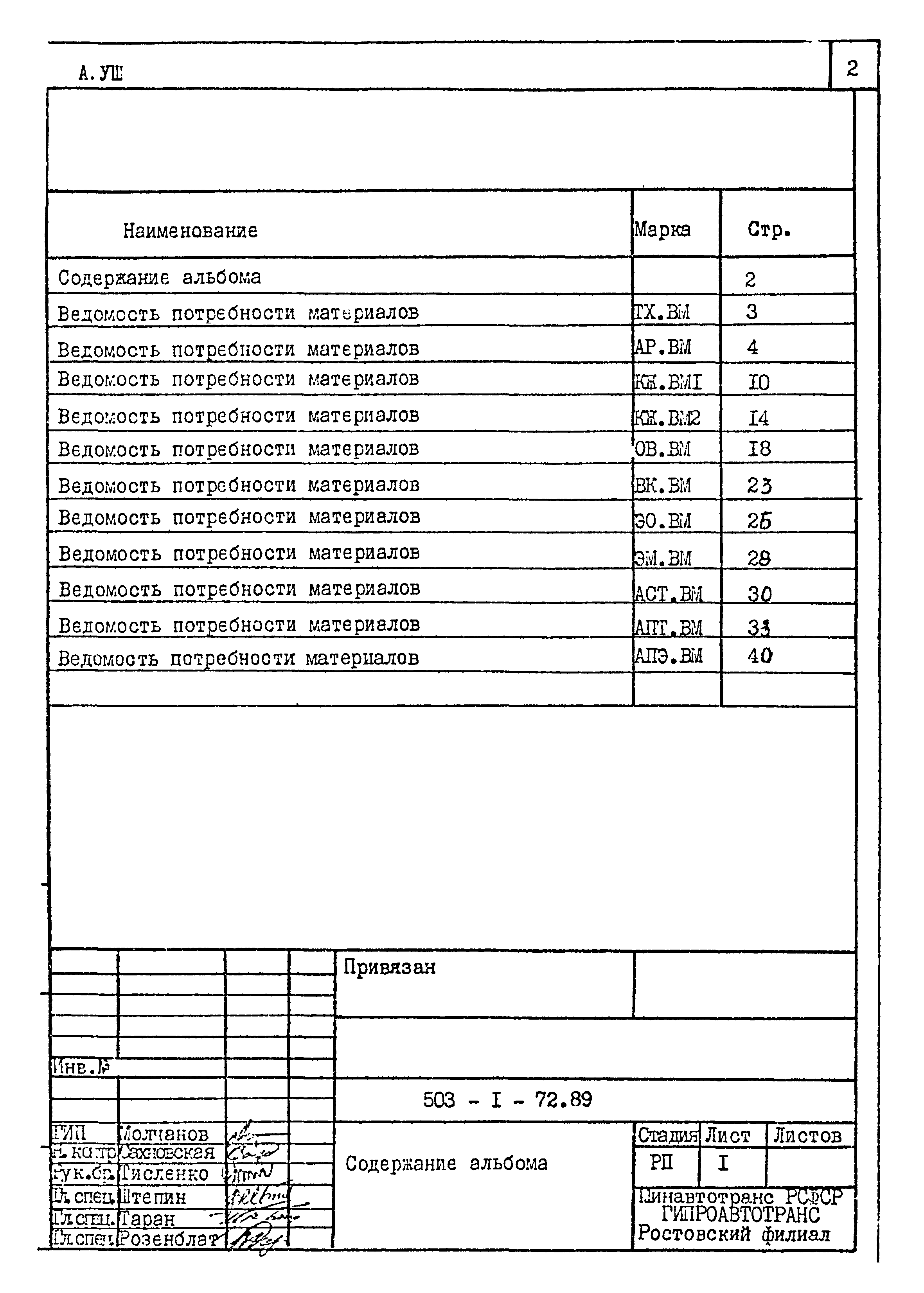 Типовой проект 503-1-72.89