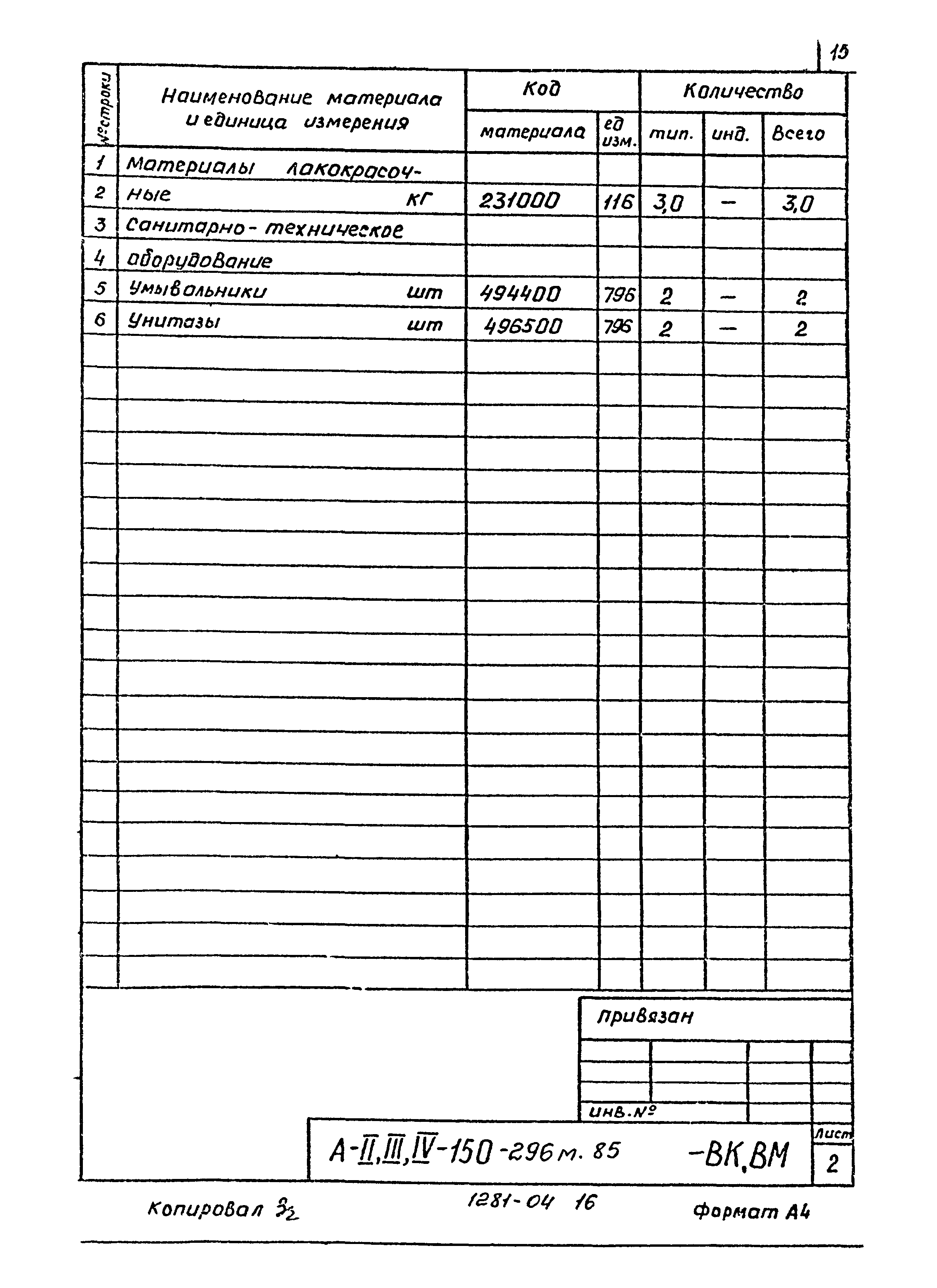 Типовой проект А-II,III,IV-150-296м.85