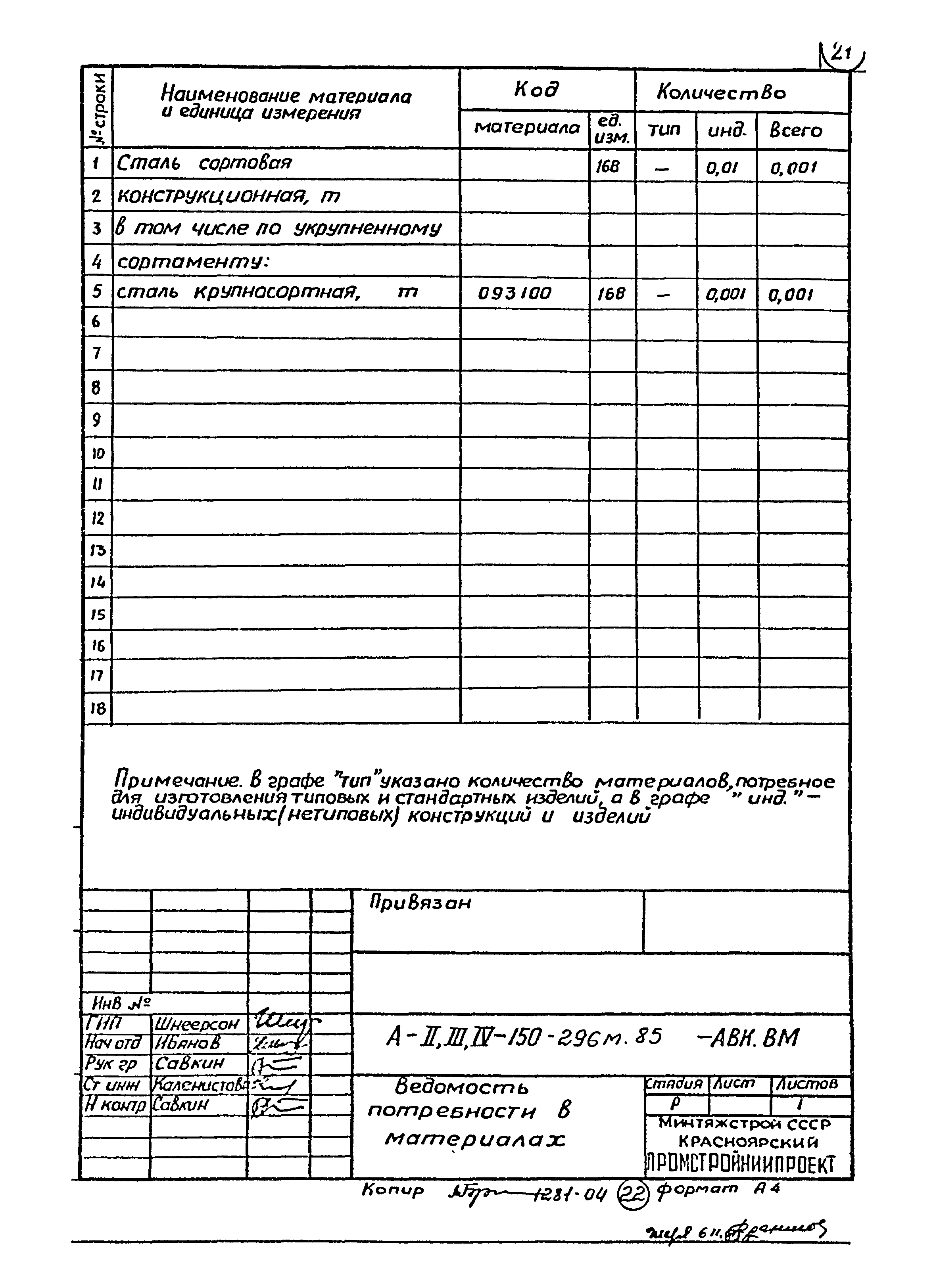 Типовой проект А-II,III,IV-150-296м.85