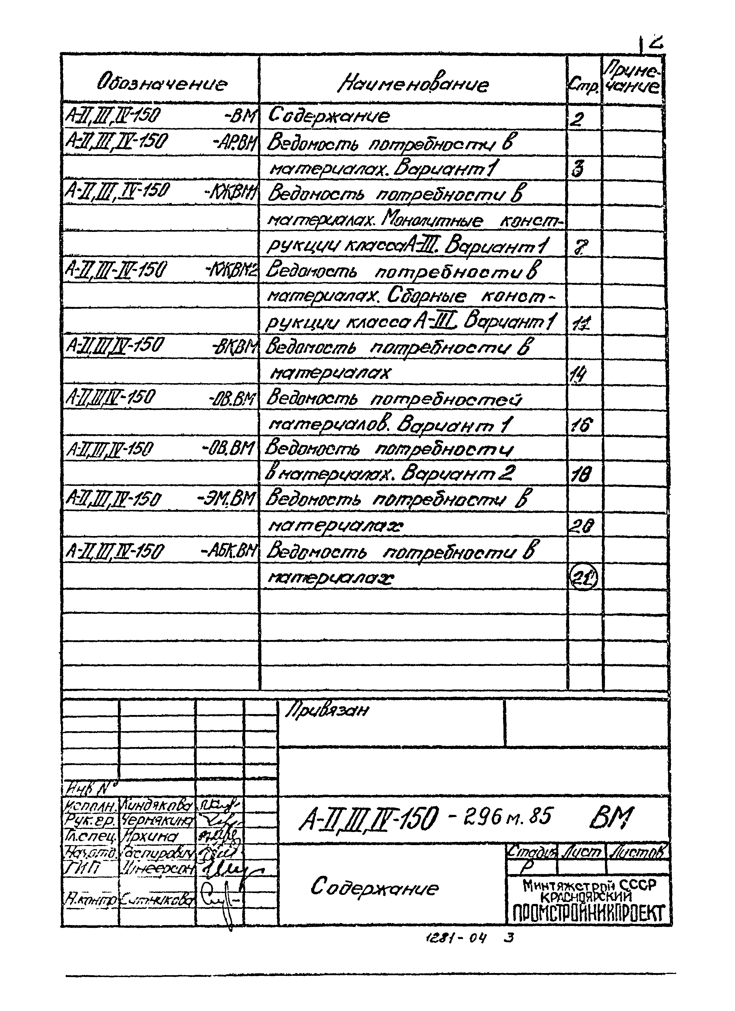 Типовой проект А-II,III,IV-150-296м.85