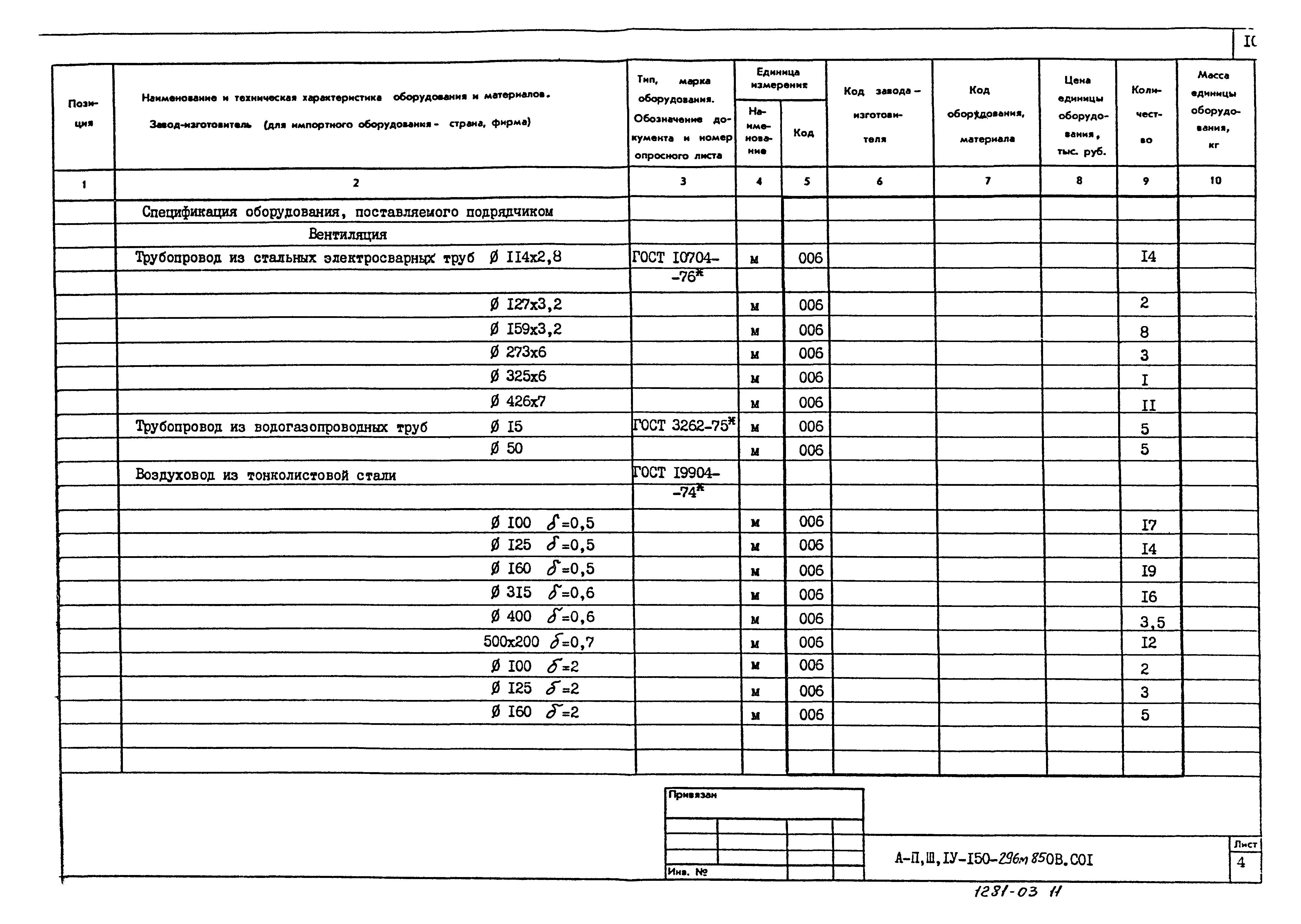 Типовой проект А-II,III,IV-150-296м.85