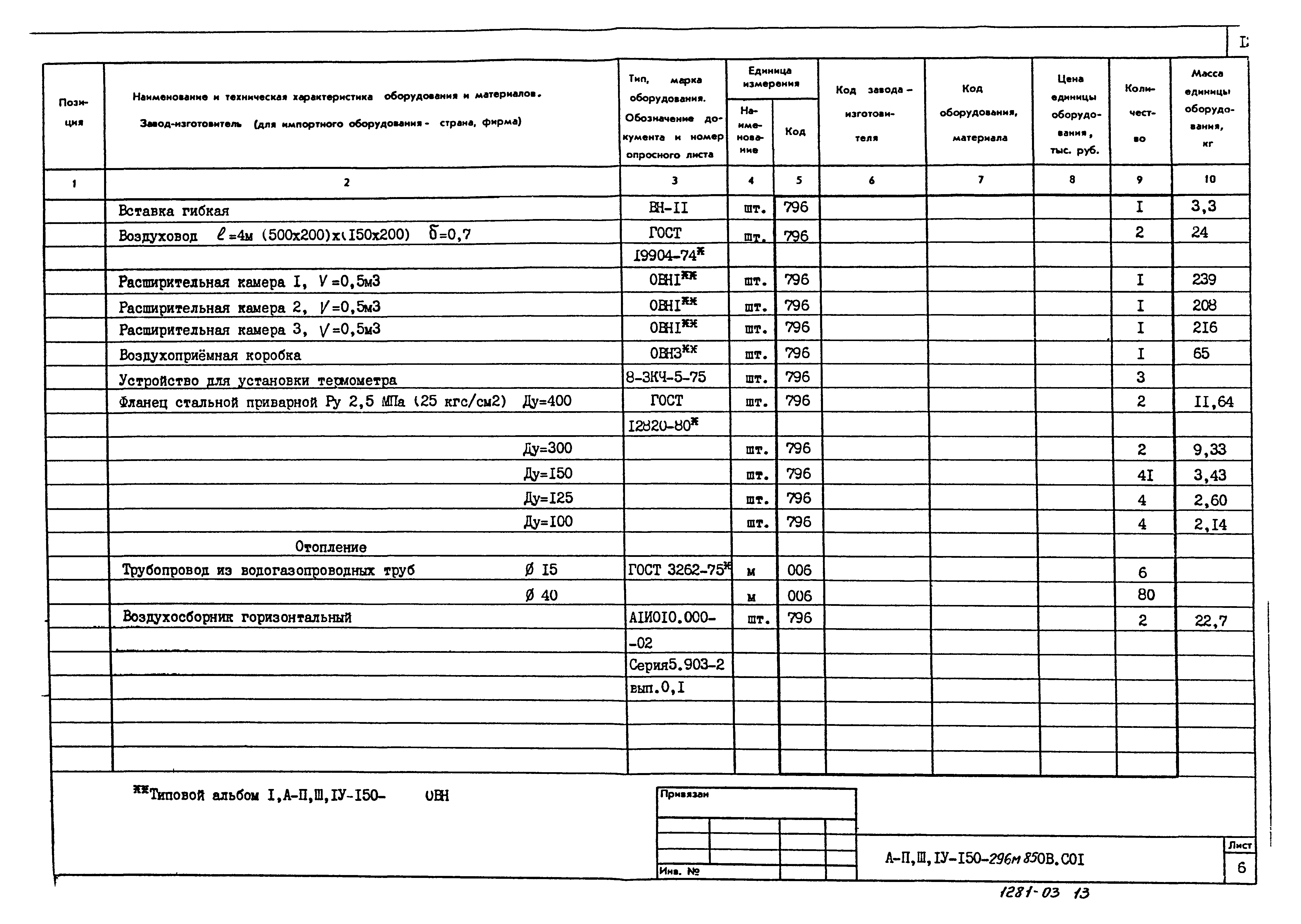 Типовой проект А-II,III,IV-150-296м.85