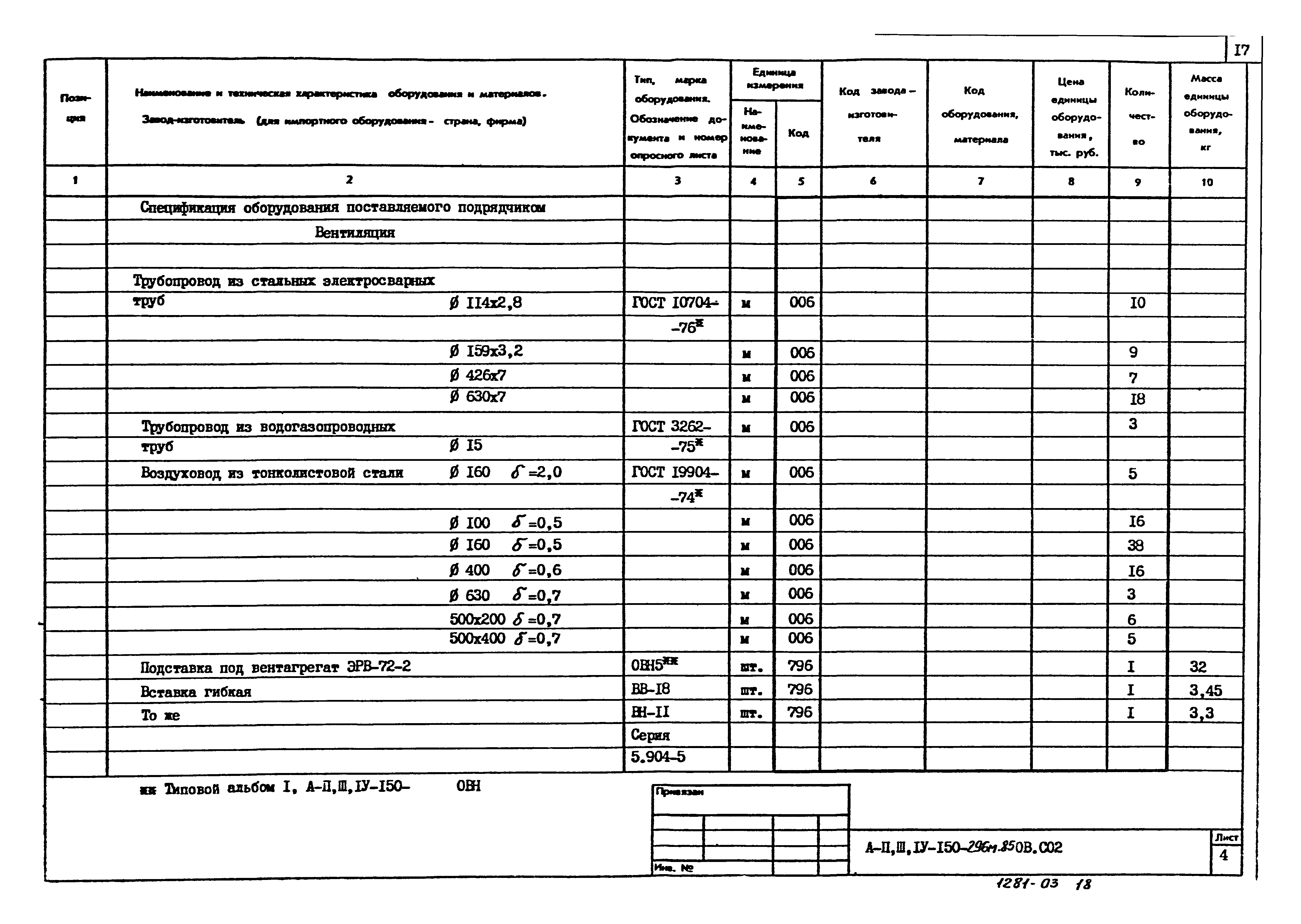 Типовой проект А-II,III,IV-150-296м.85