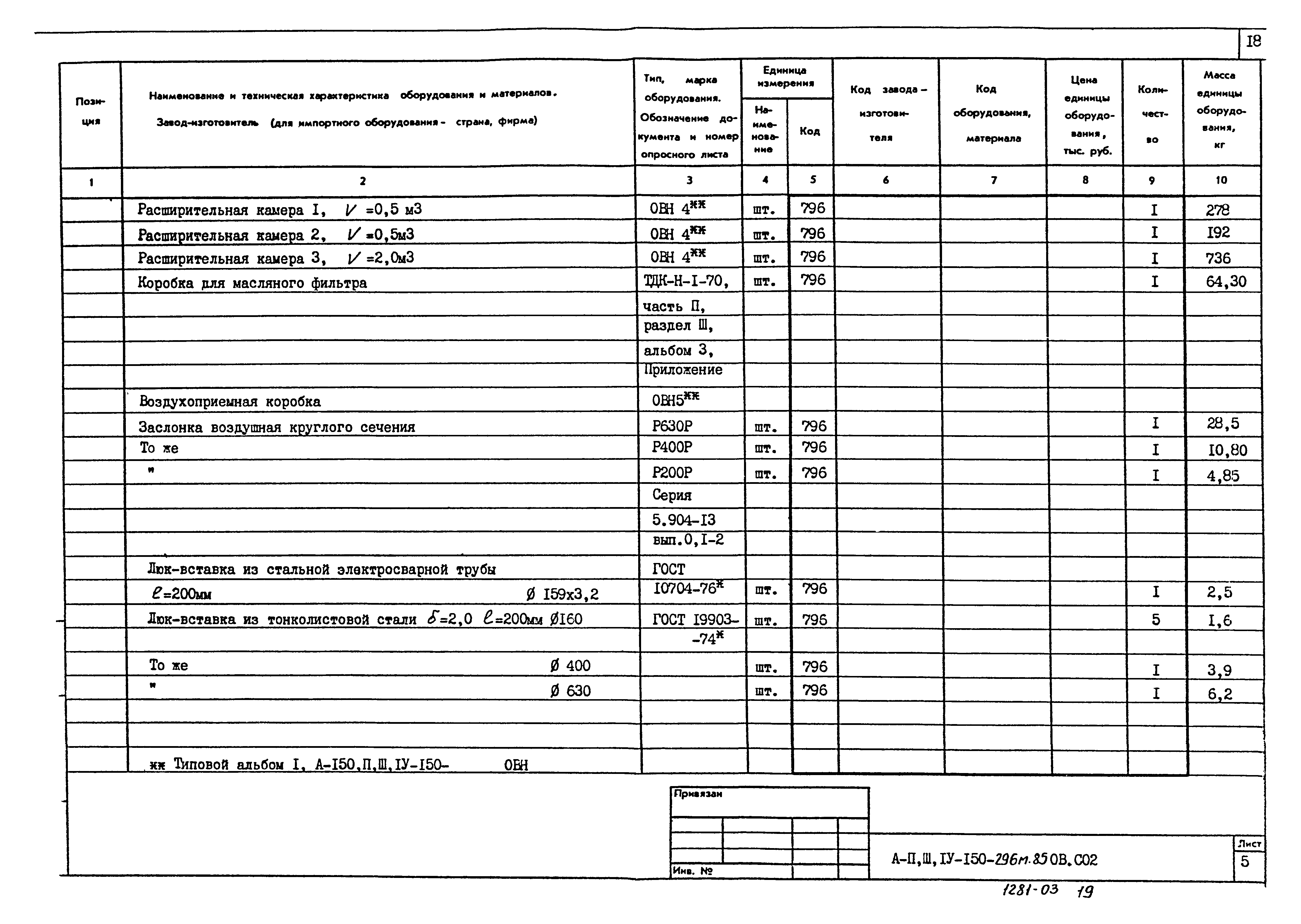 Типовой проект А-II,III,IV-150-296м.85