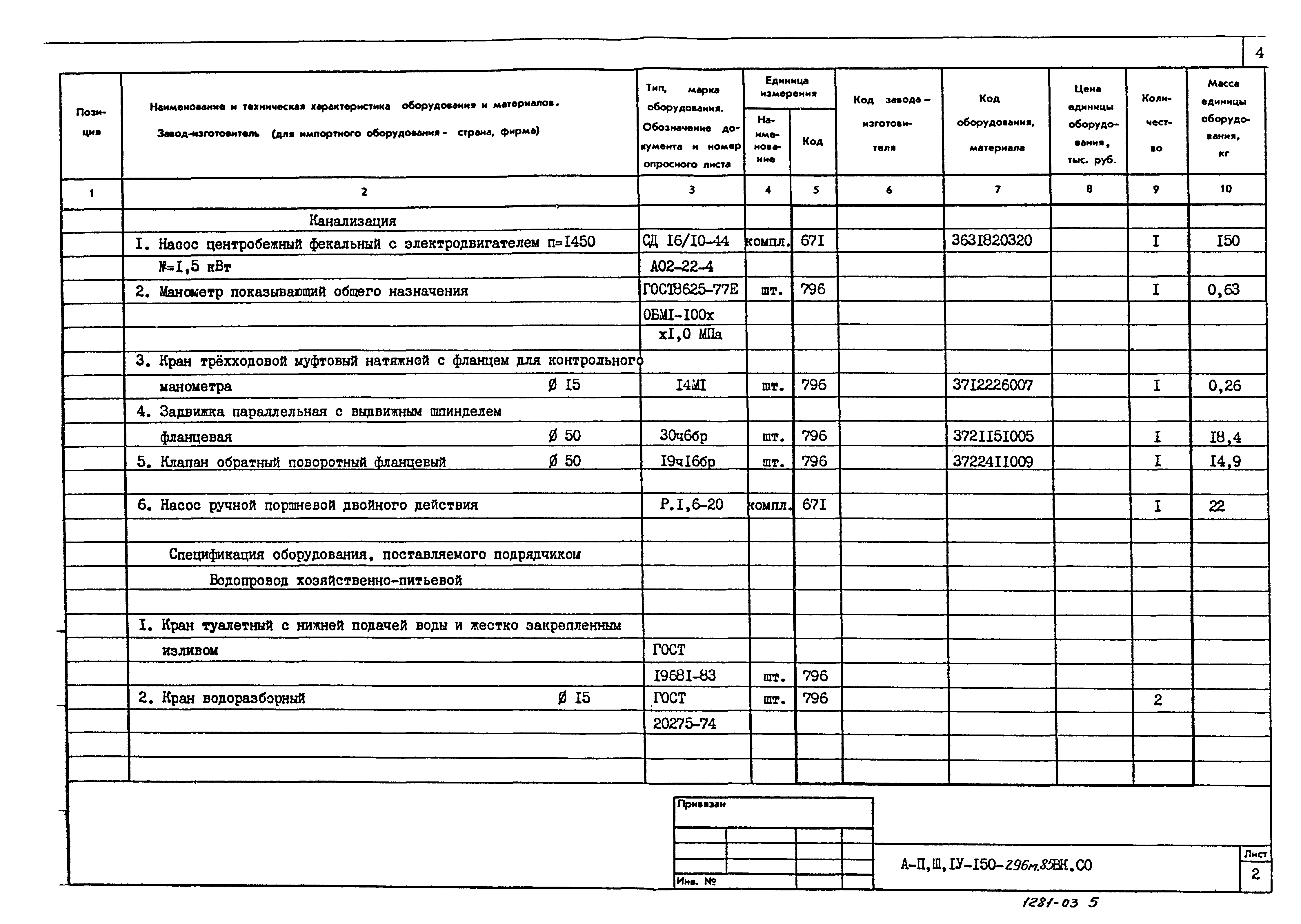 Типовой проект А-II,III,IV-150-296м.85