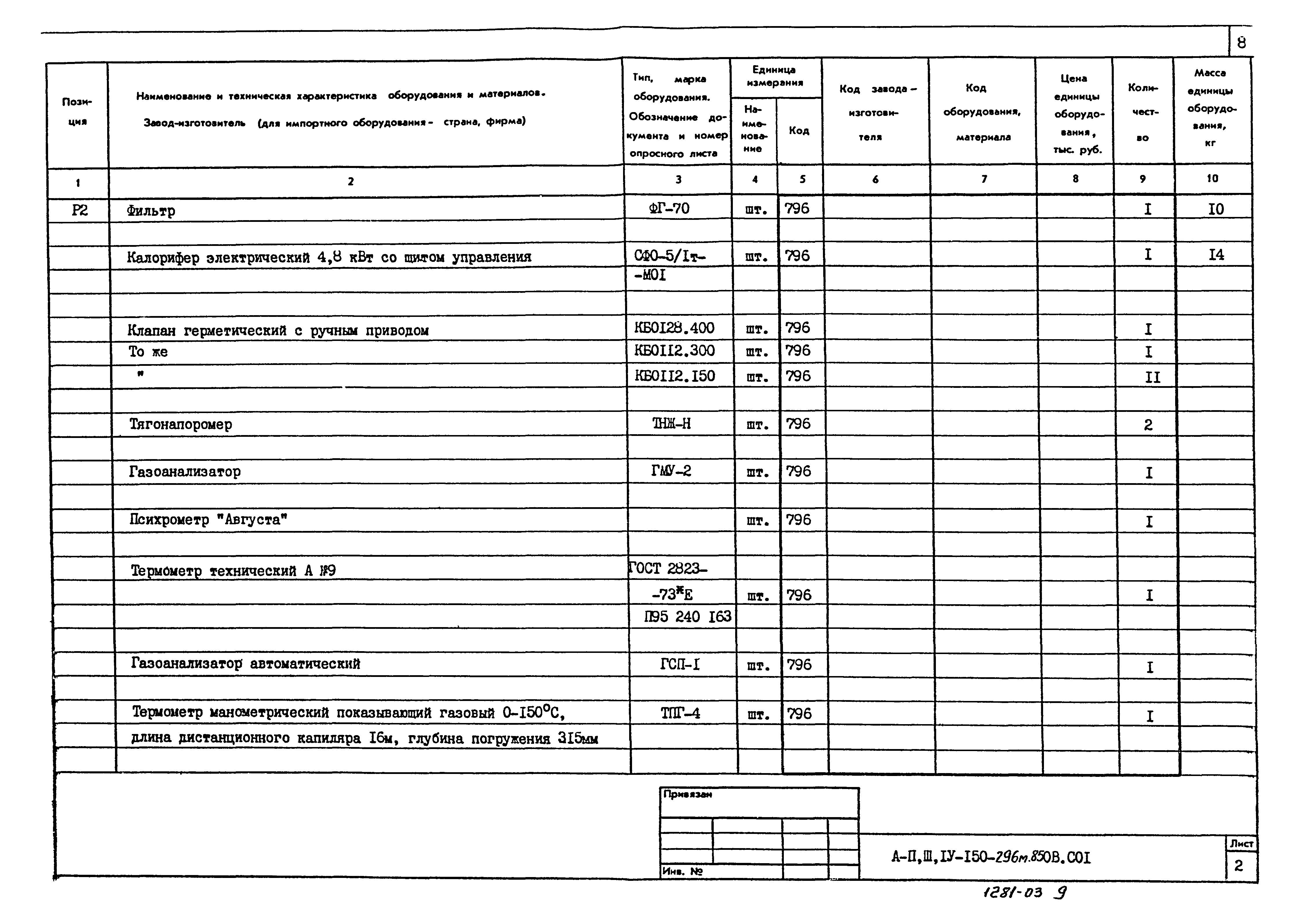 Типовой проект А-II,III,IV-150-296м.85