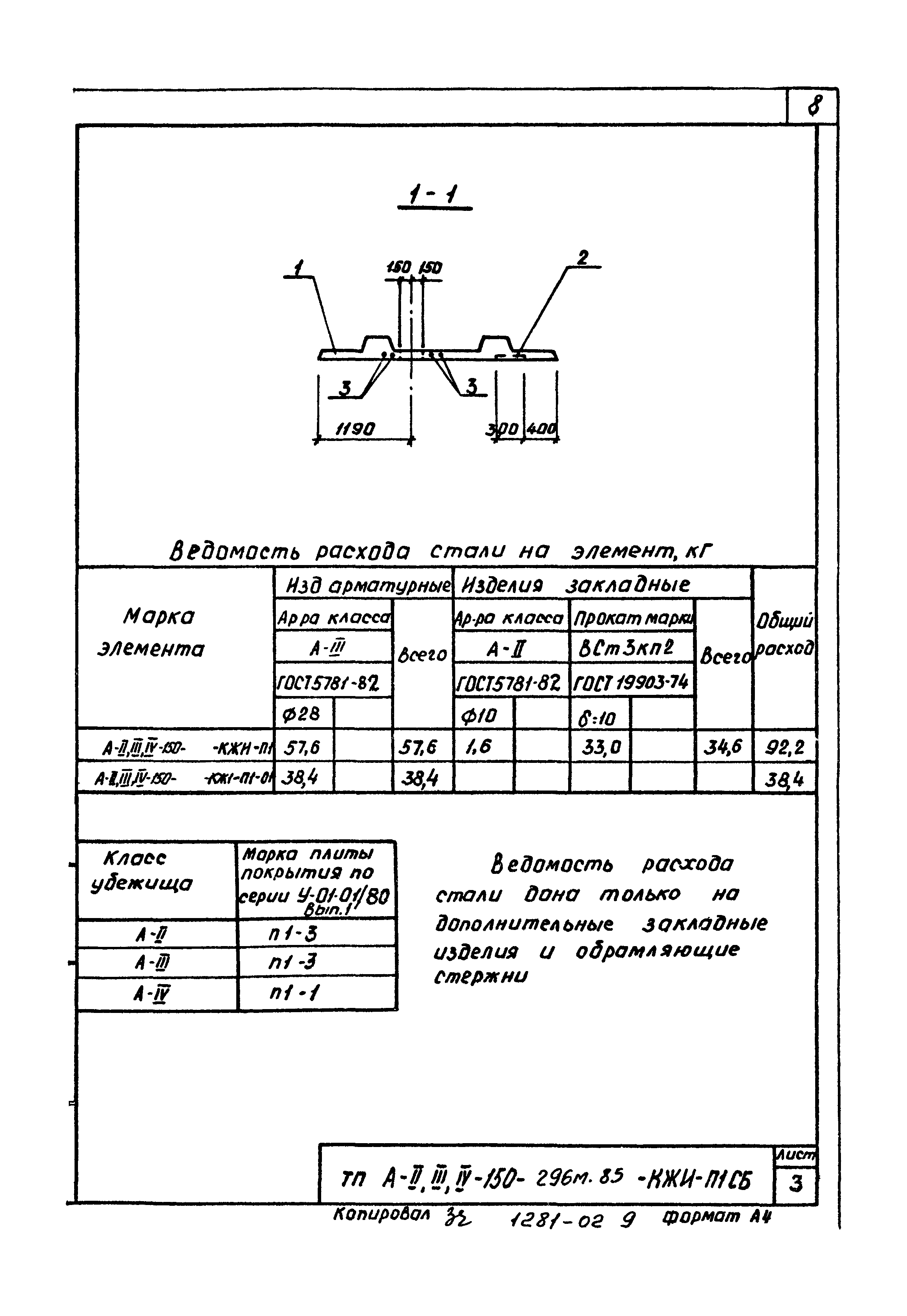 Типовой проект А-II,III,IV-150-296м.85