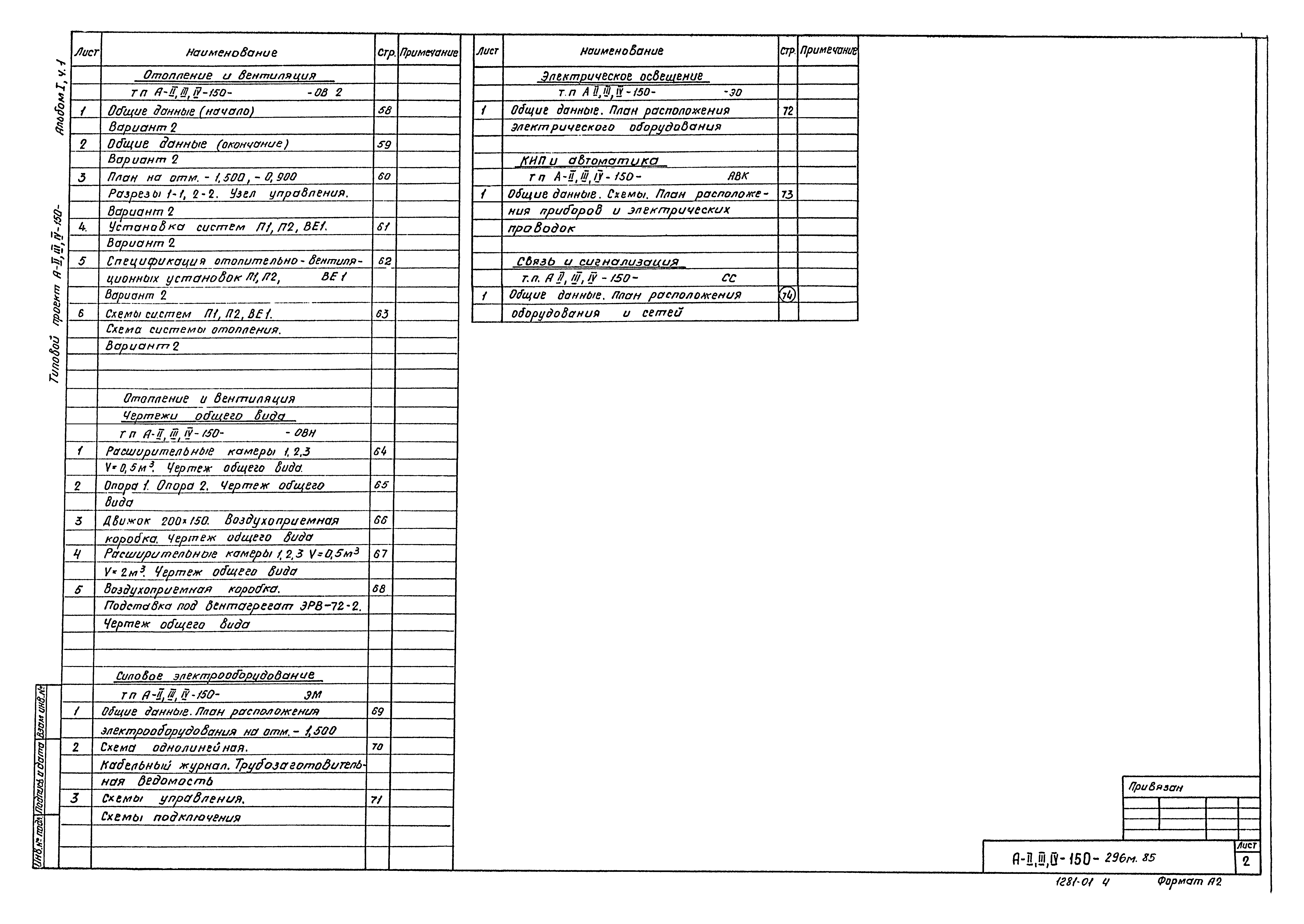 Типовой проект А-II,III,IV-150-296м.85