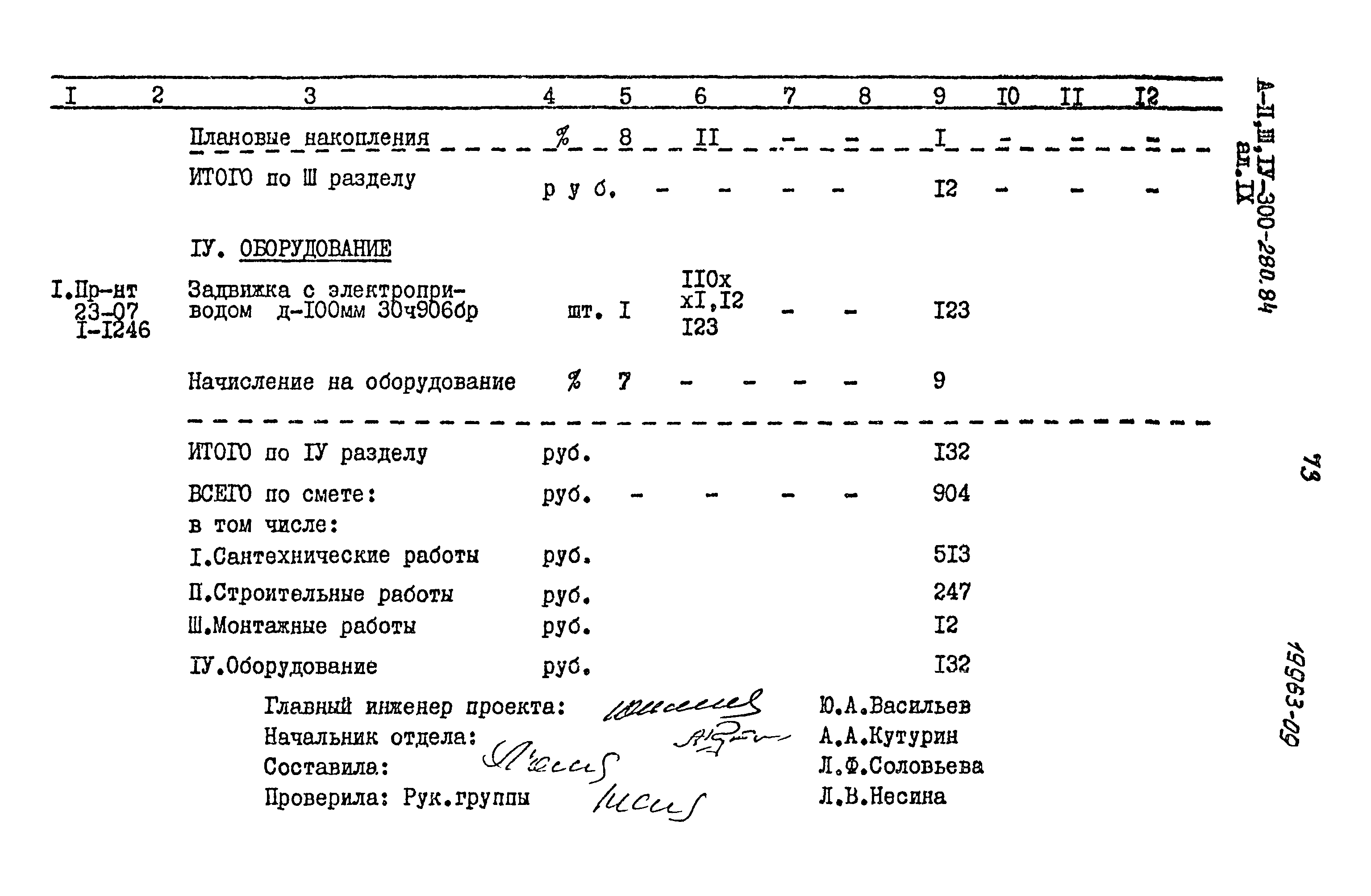 Типовой проект А-II,III,IV-300-280.84