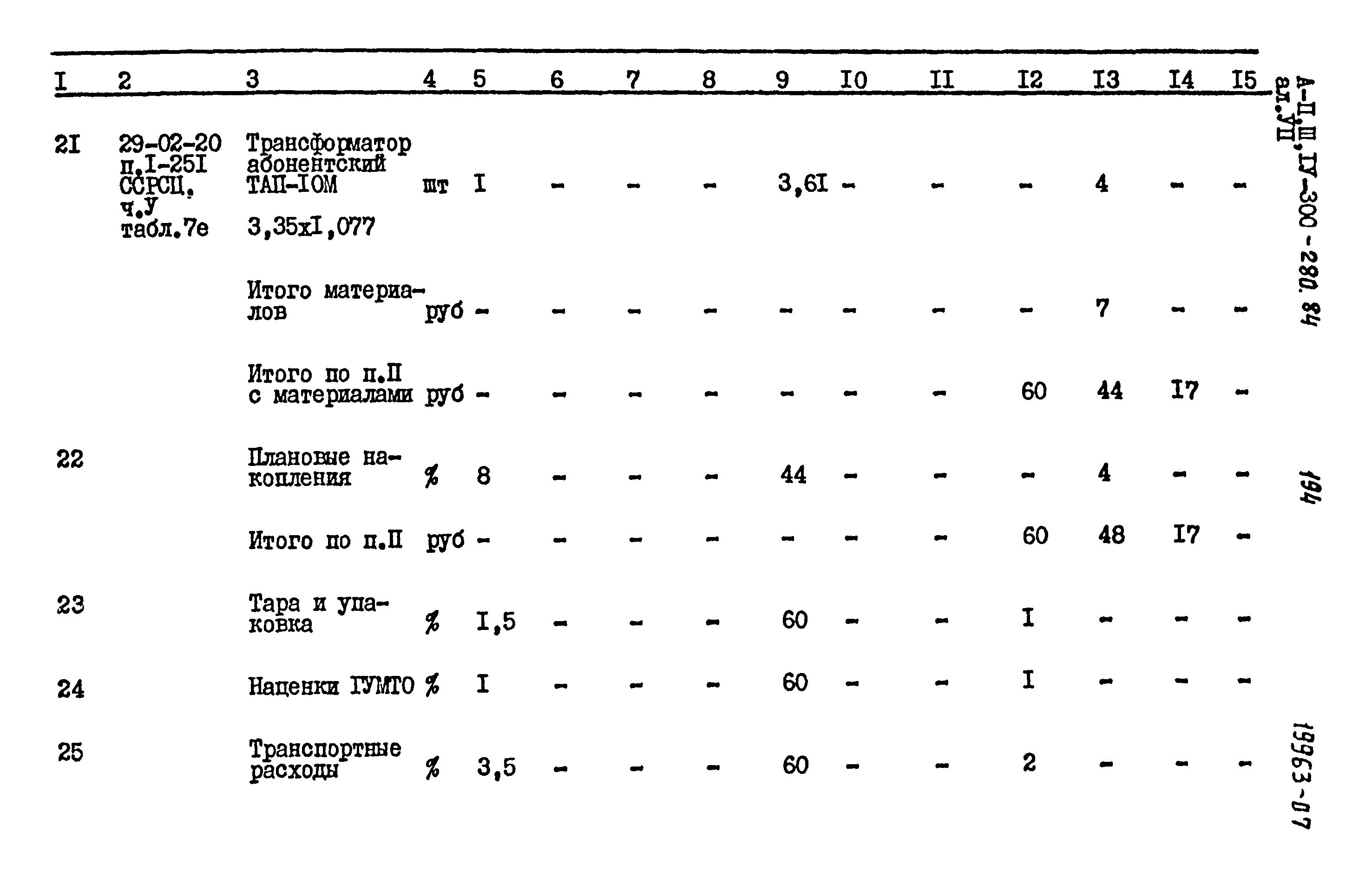 Типовой проект А-II,III,IV-300-280.84