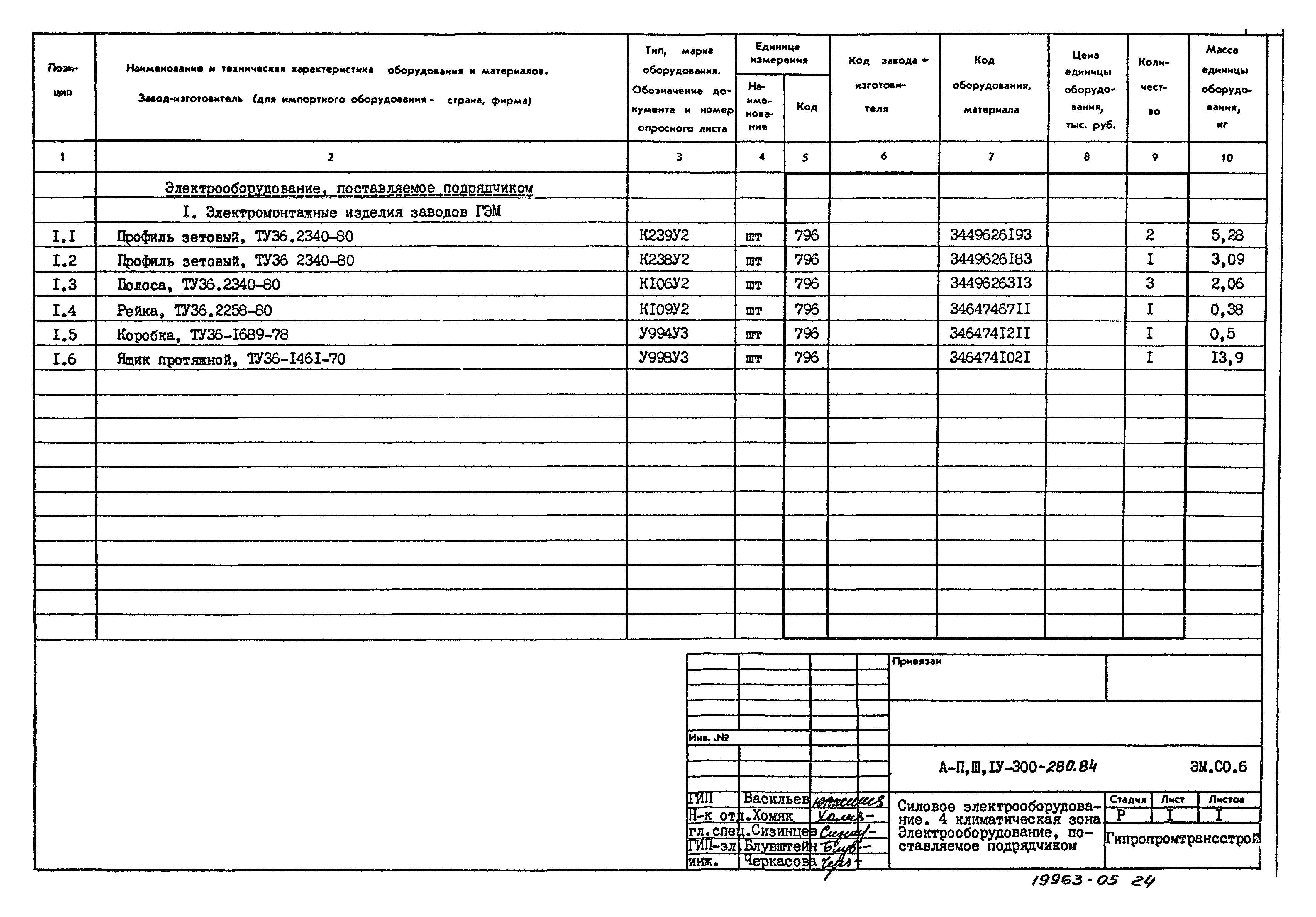 Типовой проект А-II,III,IV-300-280.84